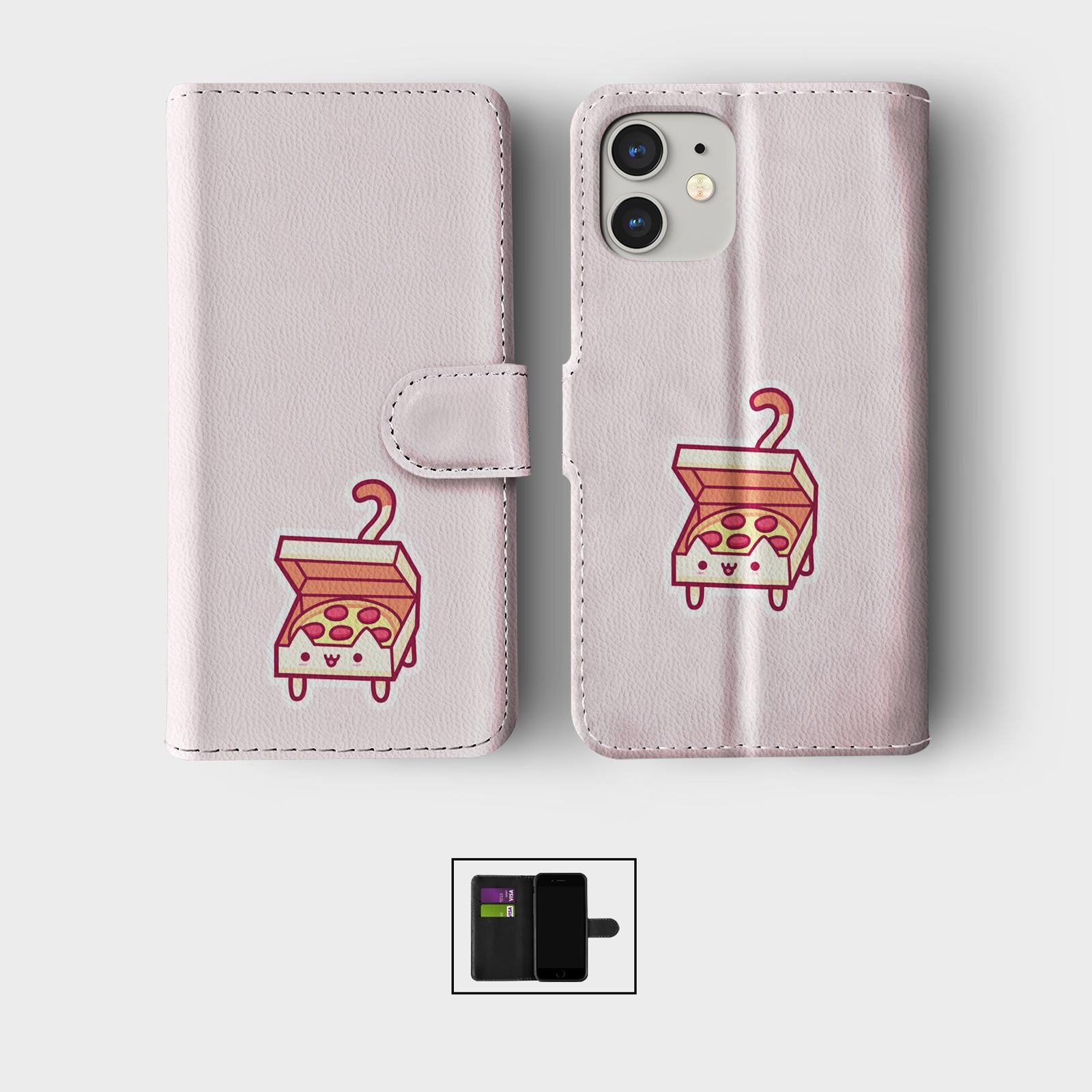 FLIP WALLET PHONE CASE FOR IPHONE 16 15 14 13 12 11 SE FUNNY ANIMALS WEIRD FOOD - Picture 4 of 10