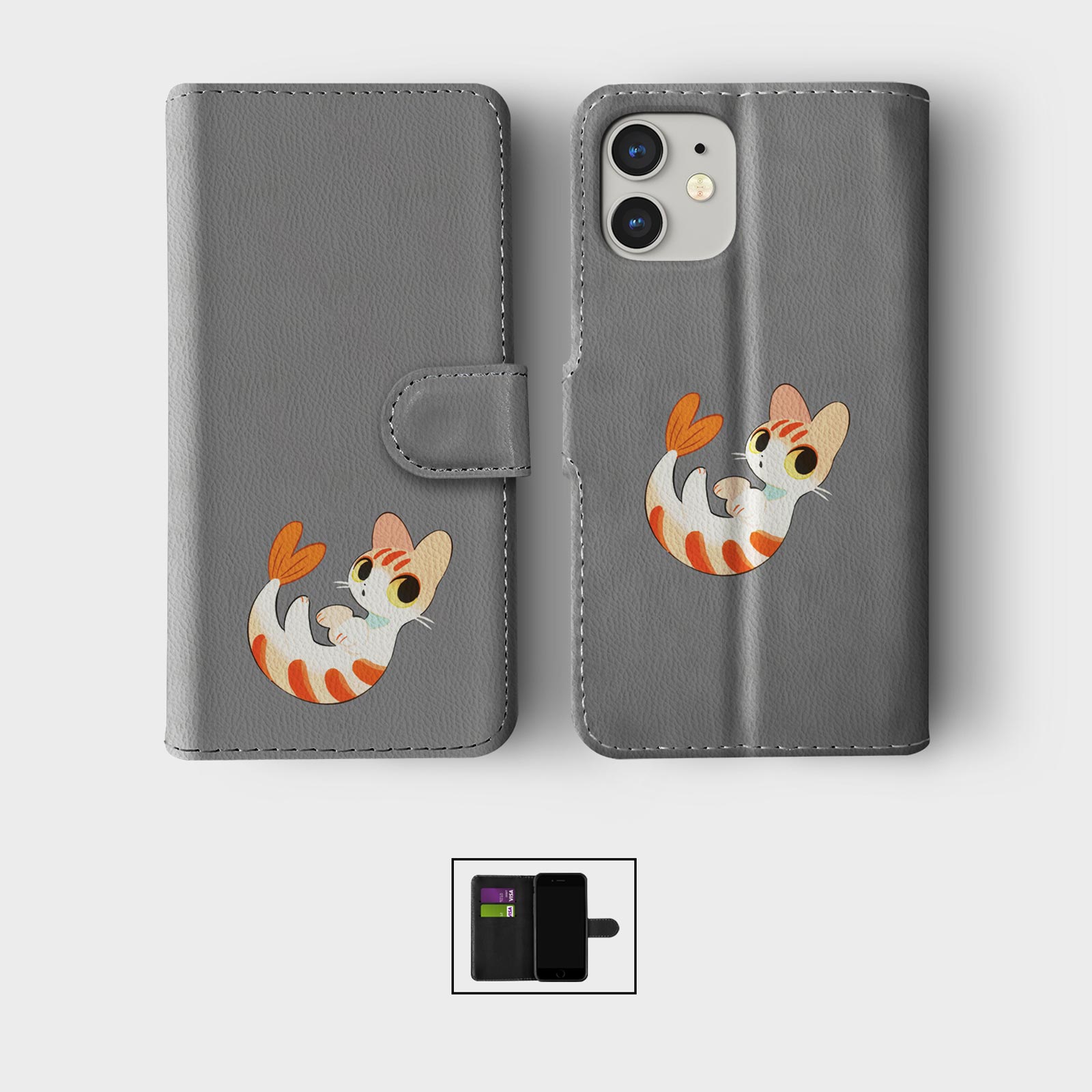 FLIP WALLET PHONE CASE FOR IPHONE 16 15 14 13 12 11 SE FUNNY ANIMALS WEIRD FOOD - Picture 5 of 10