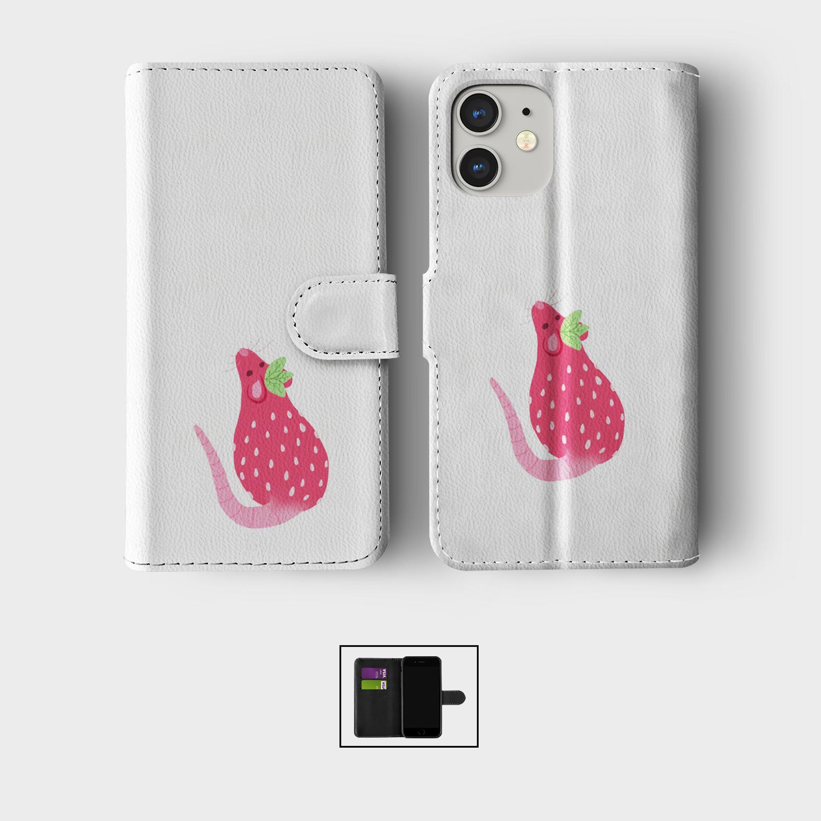 FLIP WALLET PHONE CASE FOR IPHONE 16 15 14 13 12 11 SE FUNNY ANIMALS WEIRD FOOD - Picture 6 of 10