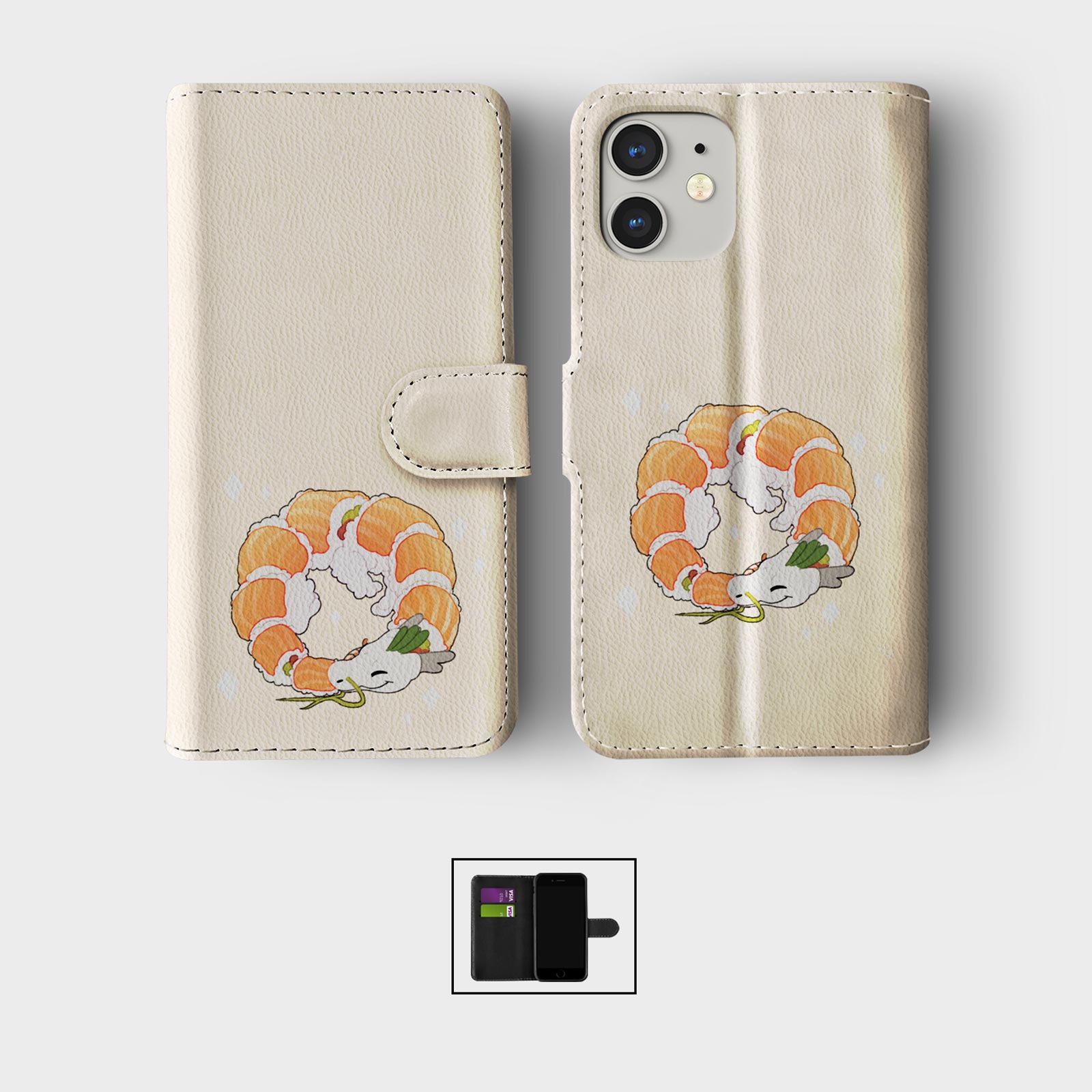 FLIP WALLET PHONE CASE FOR IPHONE 16 15 14 13 12 11 SE FUNNY ANIMALS WEIRD FOOD - Picture 8 of 10