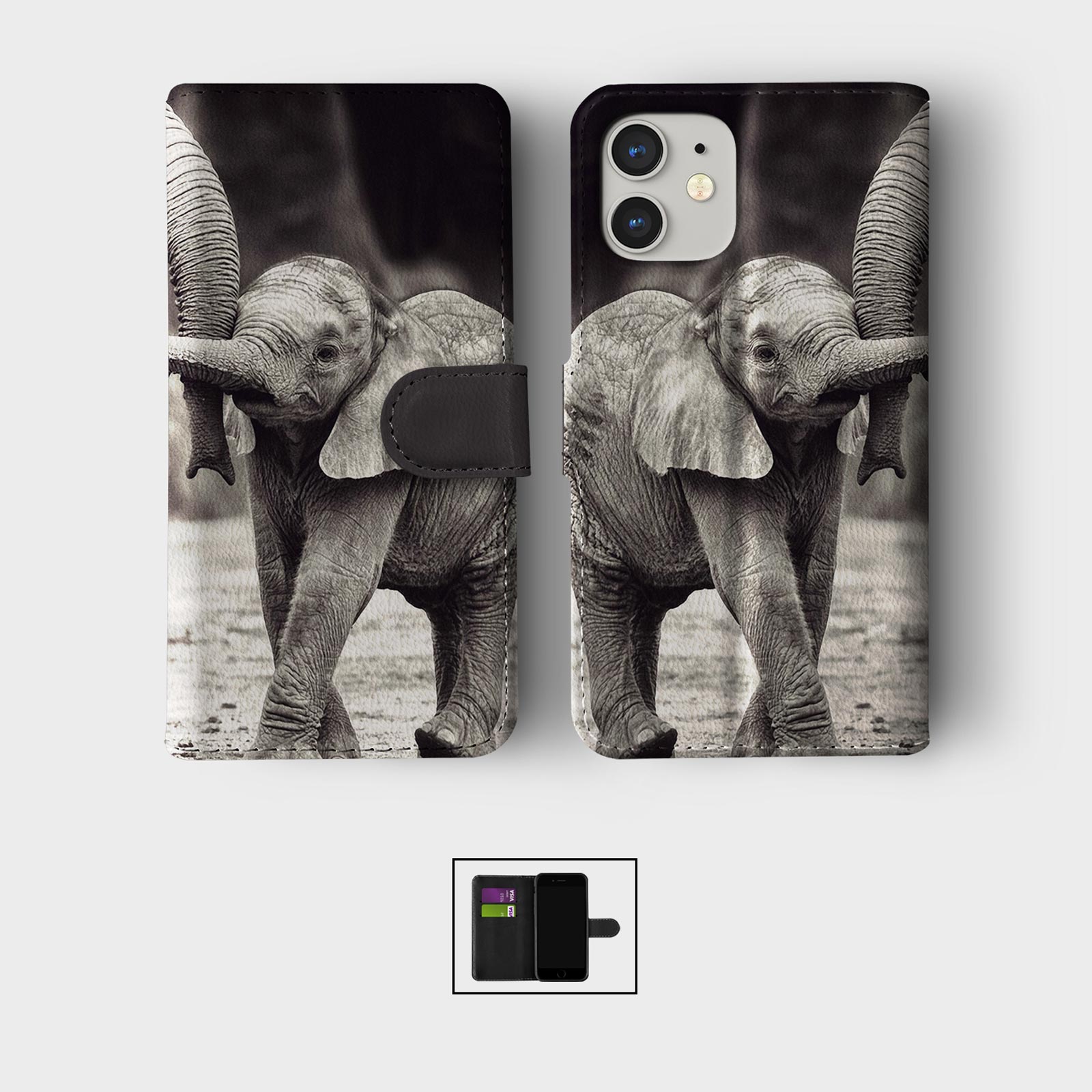 CASE FOR IPHONE 16 16E 15 14 12 SE PRO MAX WALLET FLIP PHONE COVER ANIMAL CUBS - Picture 2 of 8