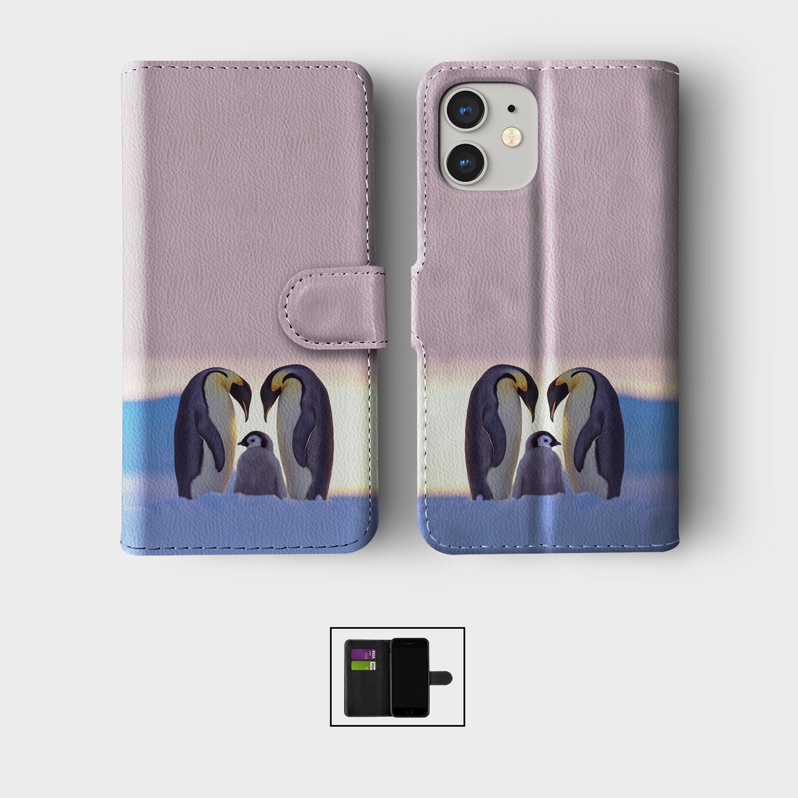 CASE FOR IPHONE 16 16E 15 14 12 SE PRO WALLET FLIP PHONE COVER ANIMAL MUM BABY - Picture 3 of 8
