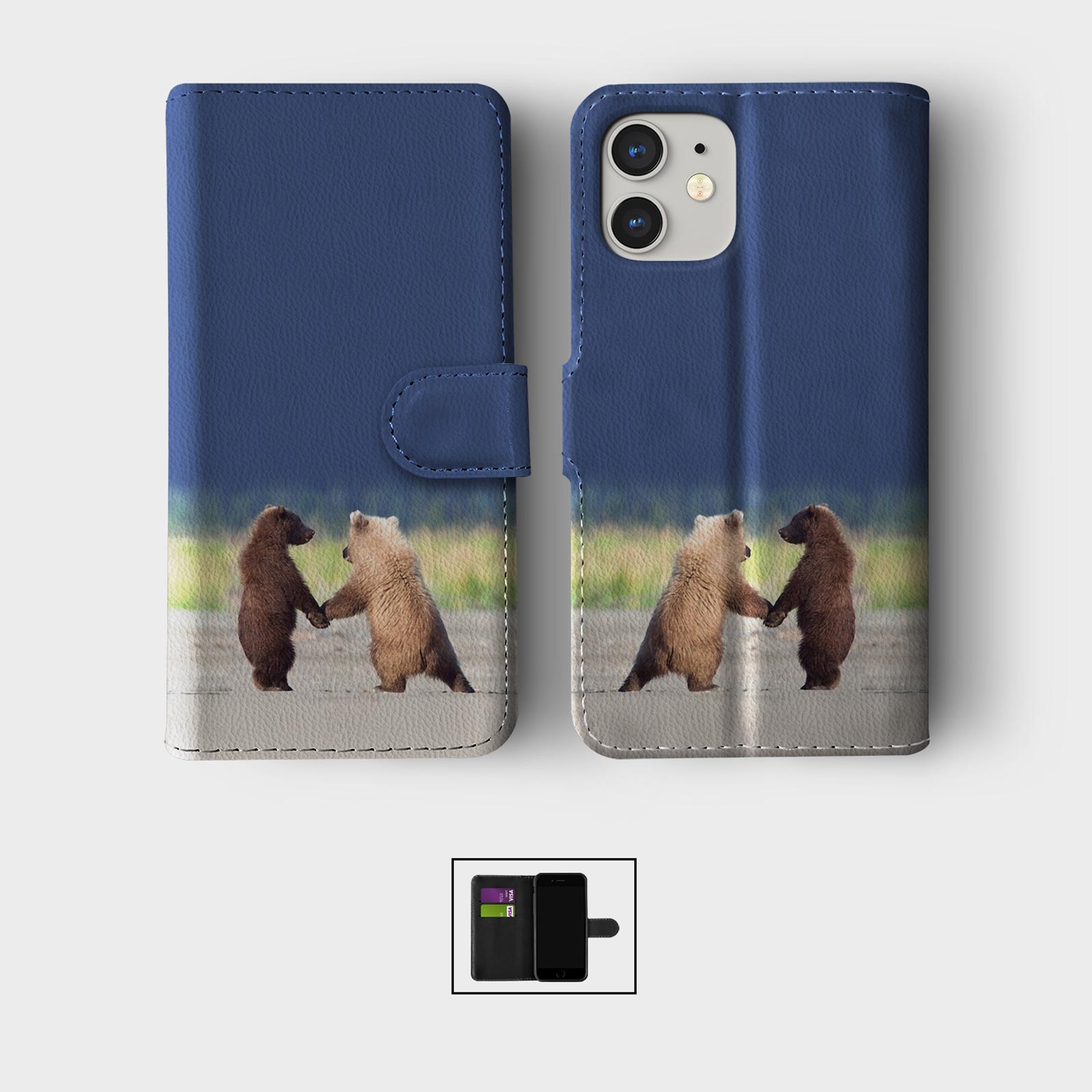 CASE FOR IPHONE 16 16E 15 14 12 SE PRO WALLET FLIP PHONE COVER ANIMAL MUM BABY - Picture 4 of 8