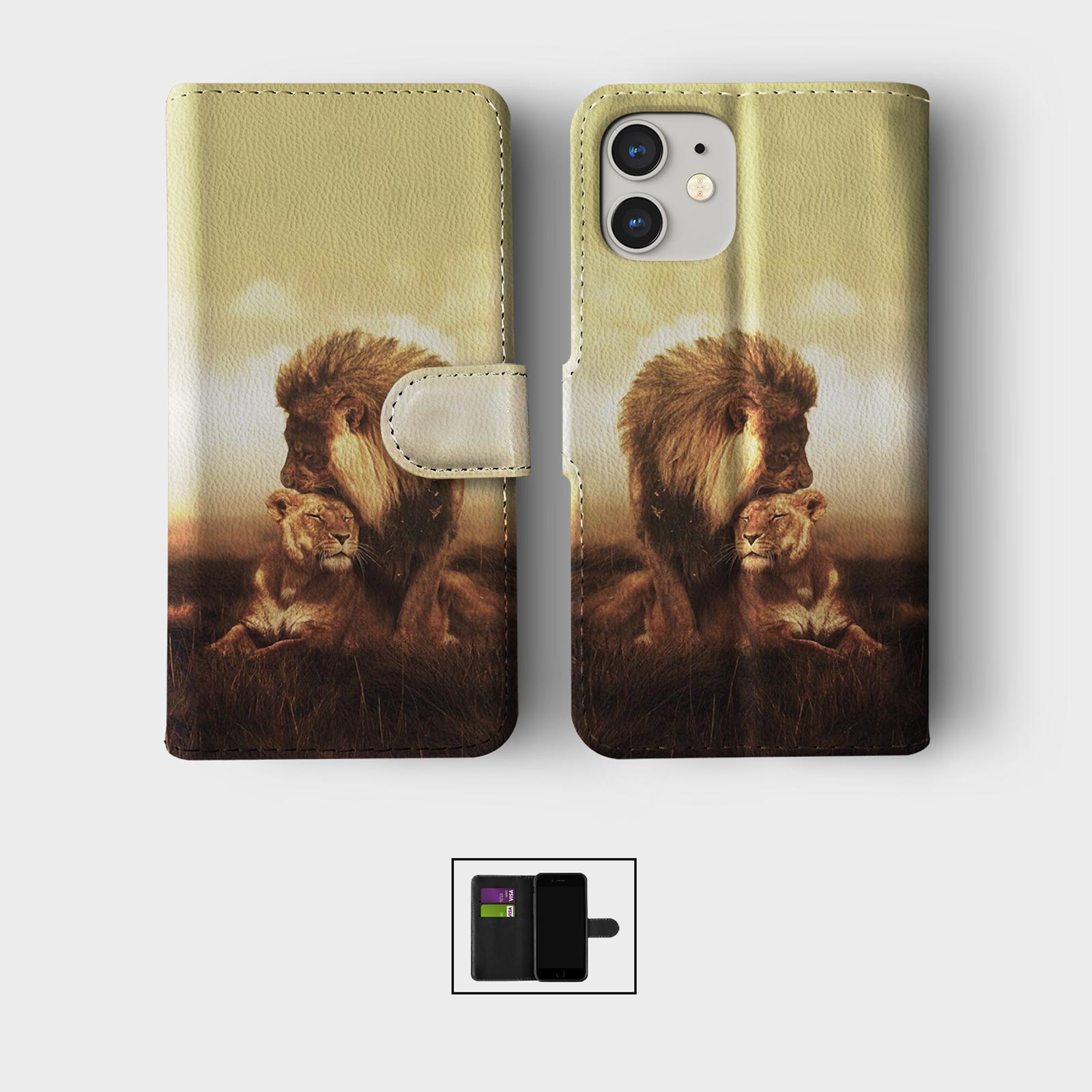 CASE FOR IPHONE 16 16E 15 14 12 SE PRO WALLET FLIP PHONE COVER ANIMAL MUM BABY - Picture 5 of 8