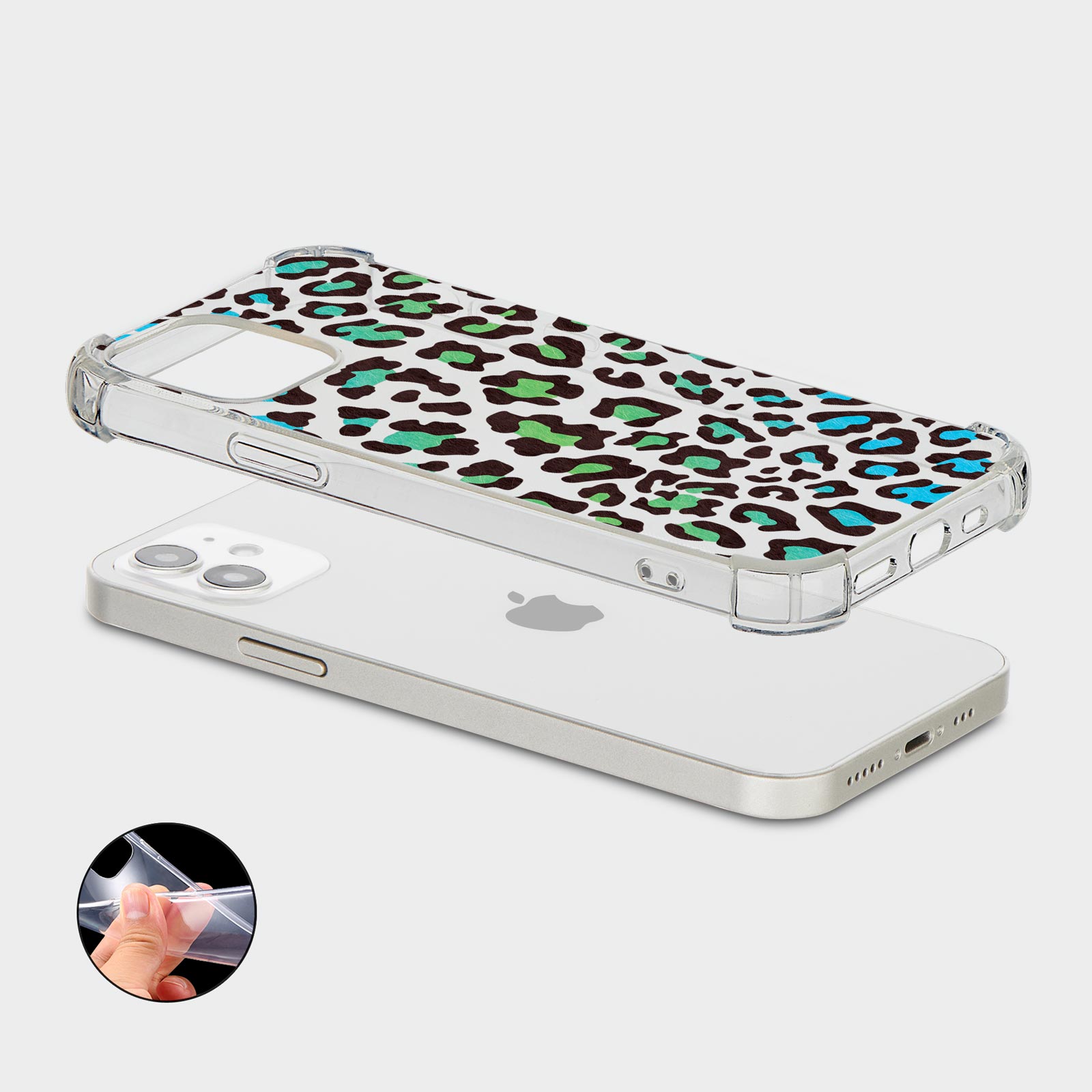CASE FOR IPHONE 15 14 13 12 11 SE SHOCKPROOF SILICONE COVER ANIMAL PRINT NEON - Picture 8 of 34