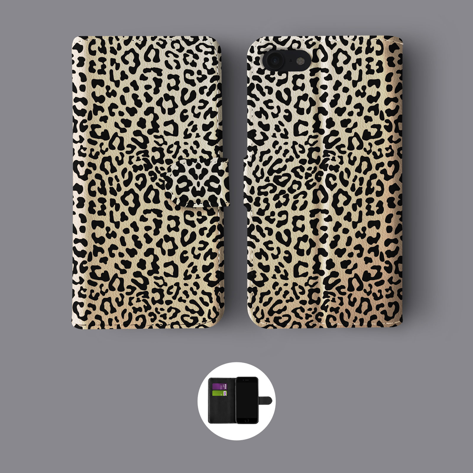 TIERMOTIV LEOPARD GOLD GLITZER SCHLANGE LEDER BRIEFTASCHE HANDYHÜLLE FÜR IPHONE - Bild 2 von 10