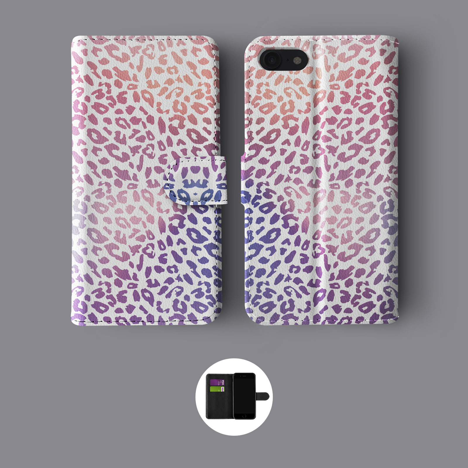 TIERMOTIV LEOPARD GOLD GLITZER SCHLANGE LEDER BRIEFTASCHE HANDYHÜLLE FÜR IPHONE - Bild 4 von 10
