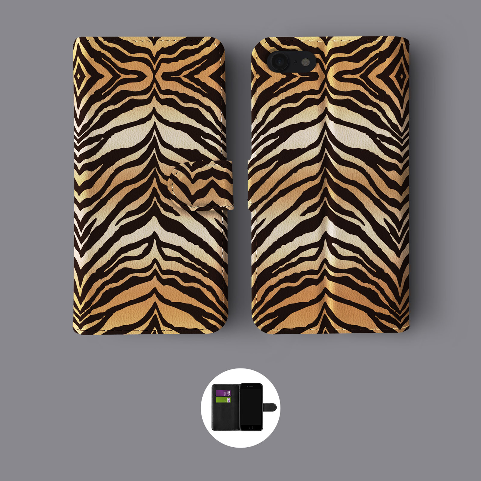 TIERMOTIV LEOPARD GOLD GLITZER SCHLANGE LEDER BRIEFTASCHE HANDYHÜLLE FÜR IPHONE - Bild 6 von 10