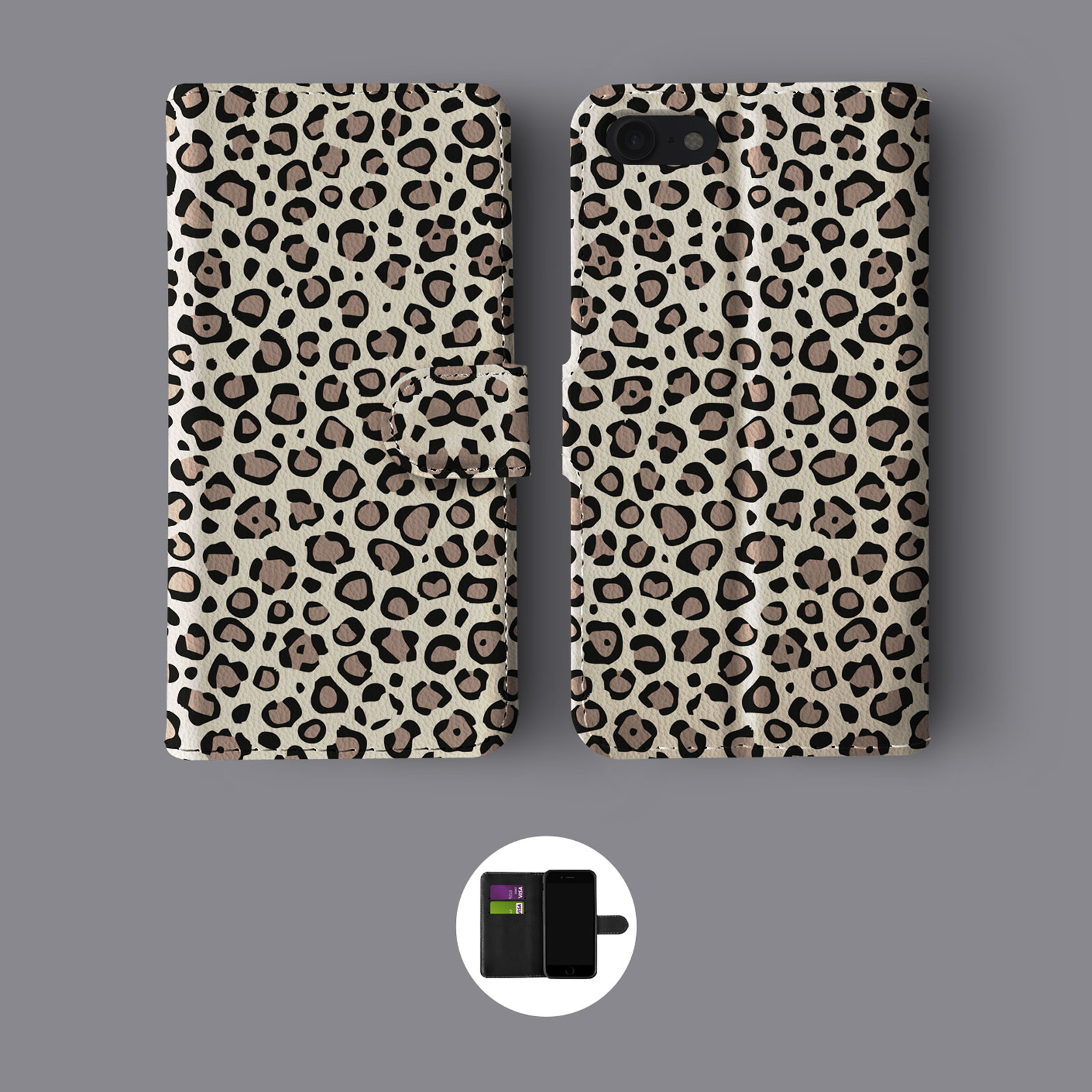 TIERMOTIV LEOPARD GOLD GLITZER SCHLANGE LEDER BRIEFTASCHE HANDYHÜLLE FÜR IPHONE - Bild 7 von 10