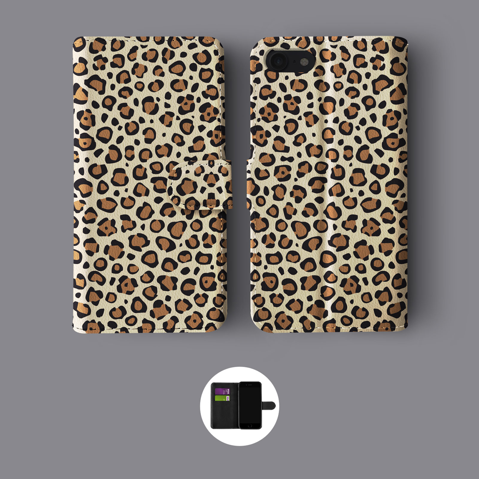 TIERMOTIV LEOPARD GOLD GLITZER SCHLANGE LEDER BRIEFTASCHE HANDYHÜLLE FÜR IPHONE - Bild 8 von 10