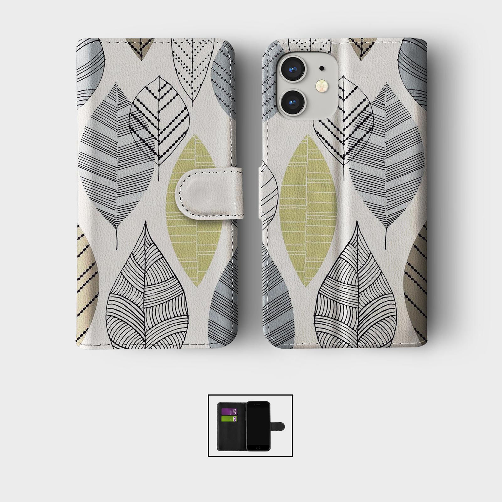 CASE FOR IPHONE 16 16E 15 14 12 12 PRO WALLET FLIP PHONE COVER DRY LEAVES AUTUMN - Picture 7 of 8