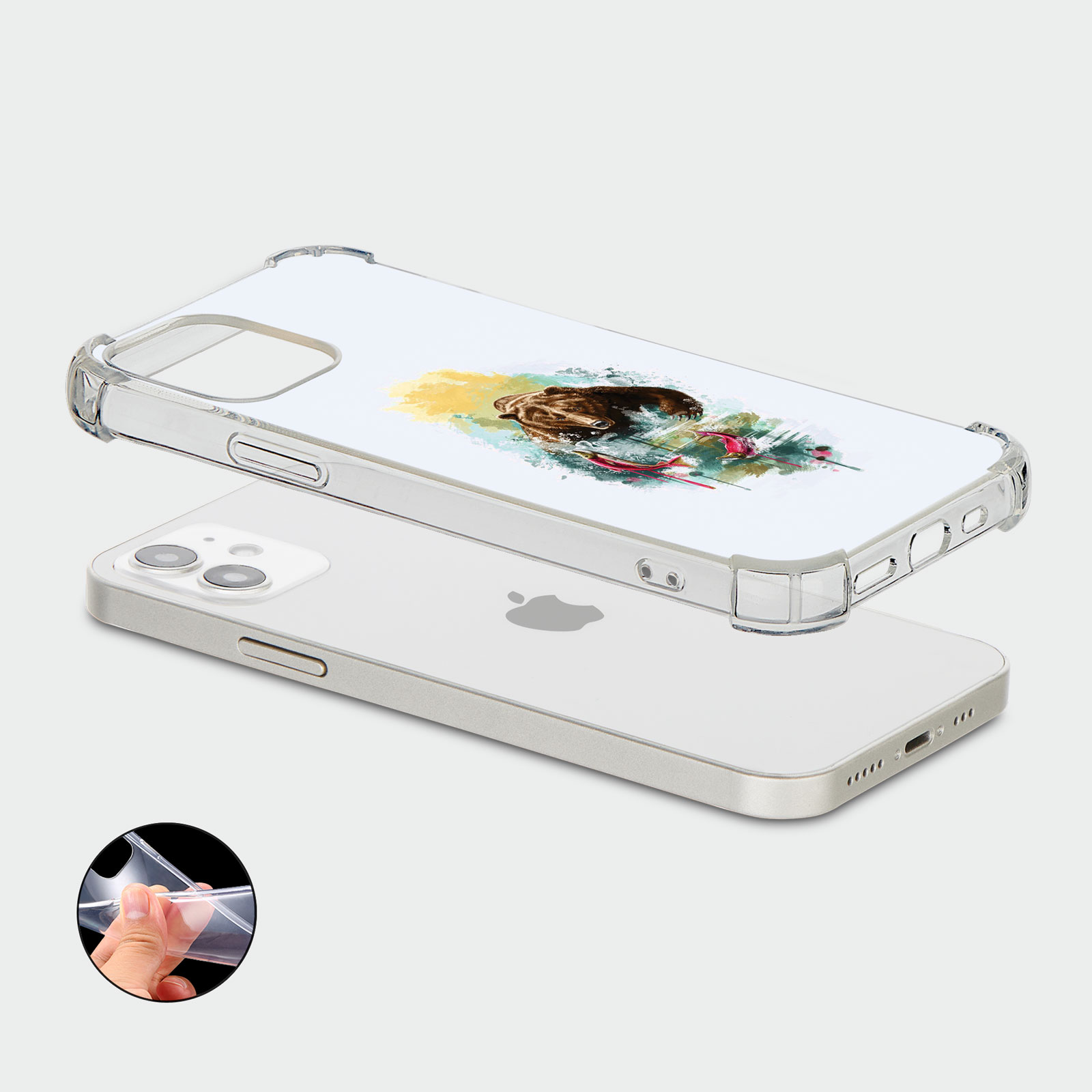 CASE FOR IPHONE 15 14 13 12 SE SHOCKPROOF PHONE COVER BEAR WILD BEAST GRIZZLY - Picture 20 of 34