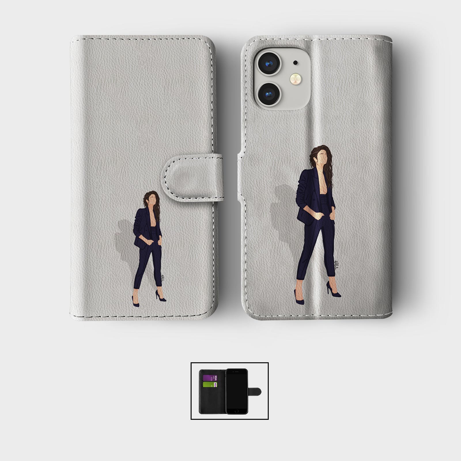 FLIP WALLET PHONE CASE FOR IPHONE 16 15 14 13 12 11 BOSS GIRL POWER MOTIVATION - Picture 9 of 10
