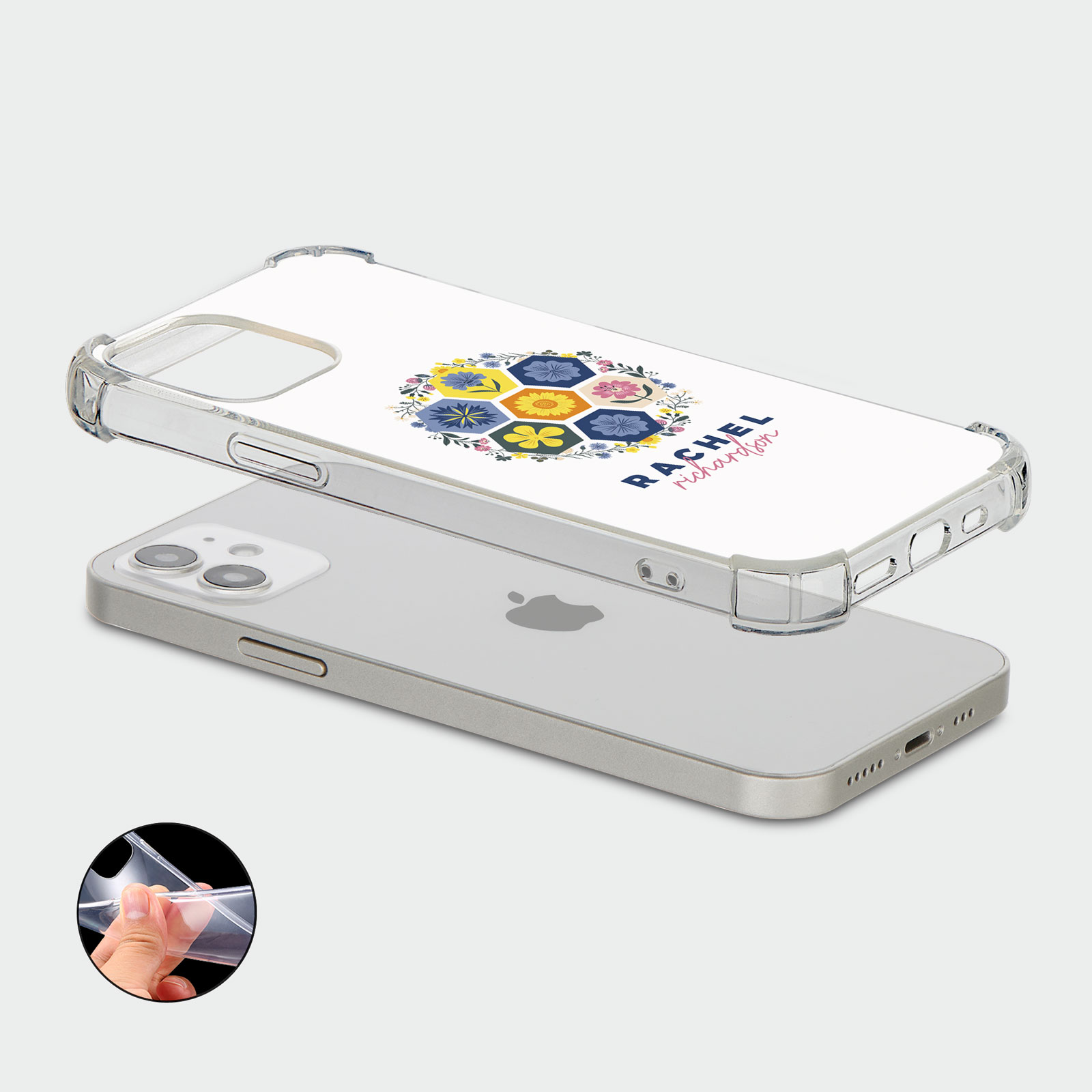 PERSONALISED CASE FOR IPHONE 13 12 SE 8 SHOCKPROOF PHONE COVER HONEYBEE FLORAL - Picture 32 of 122
