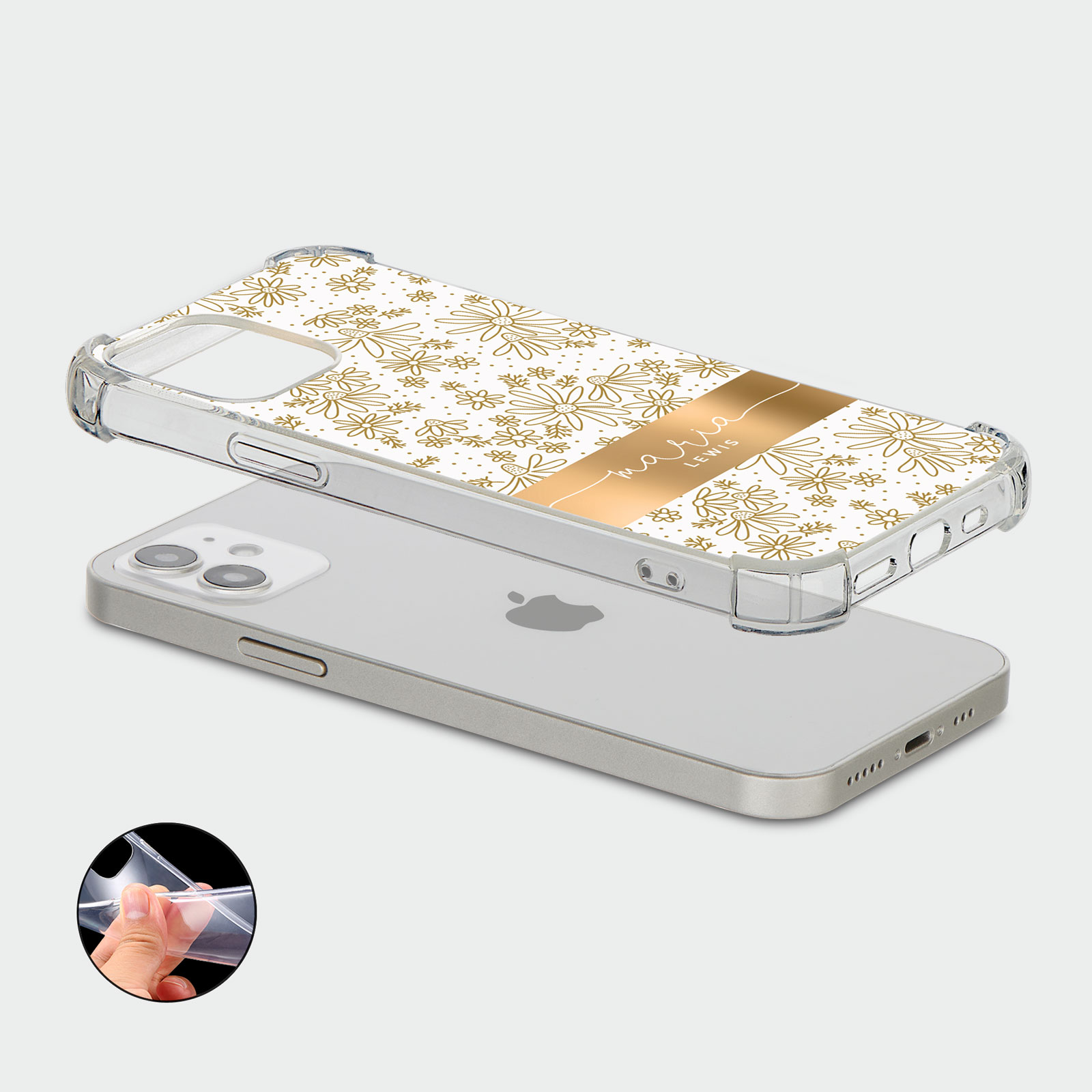 PERSONALISED CASE FOR IPHONE 13 12 SE 8 SHOCKPROOF PHONE COVER HONEYBEE FLORAL - Picture 36 of 122
