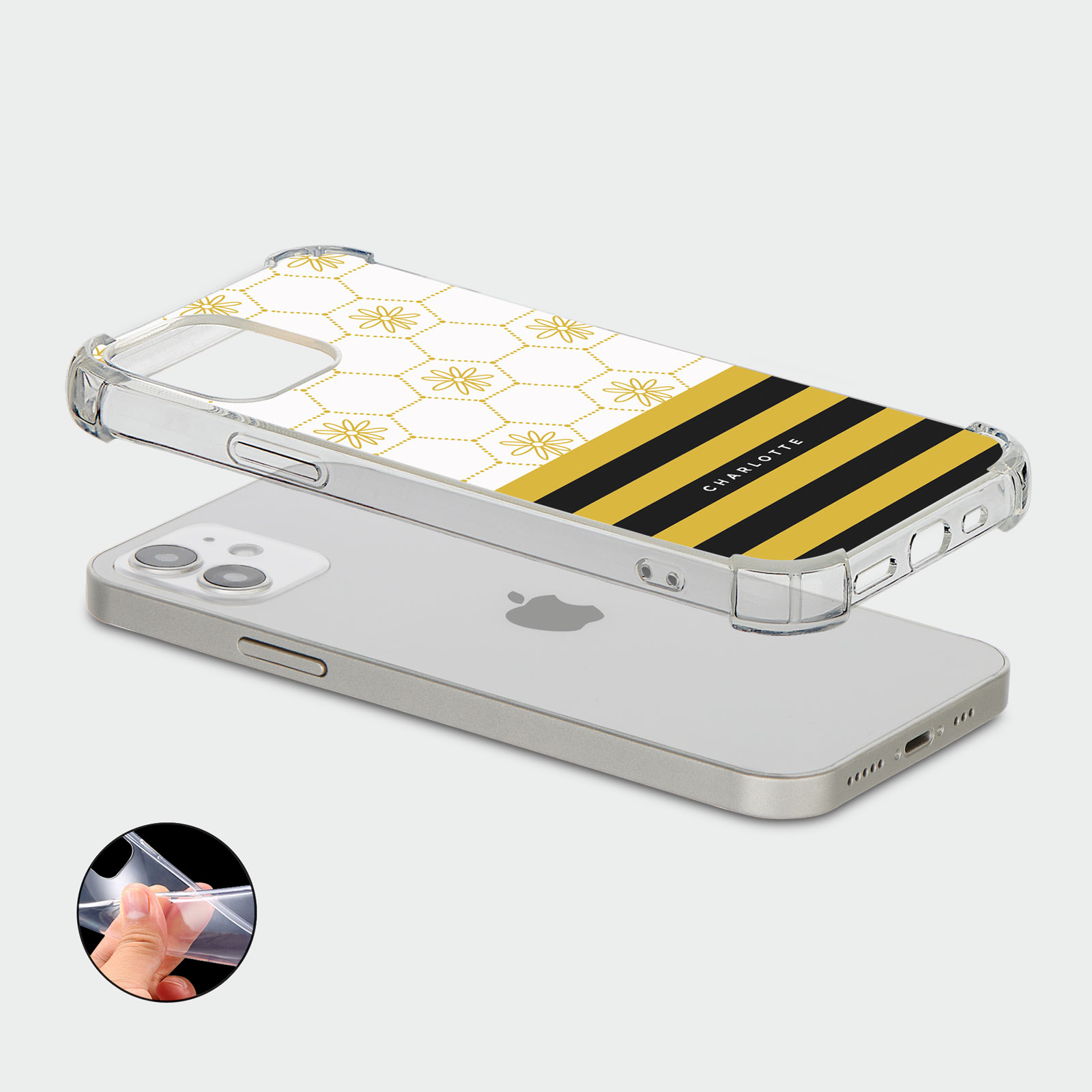 PERSONALISED CASE FOR IPHONE 13 12 SE 8 SHOCKPROOF PHONE COVER HONEYBEE FLORAL - Picture 52 of 122