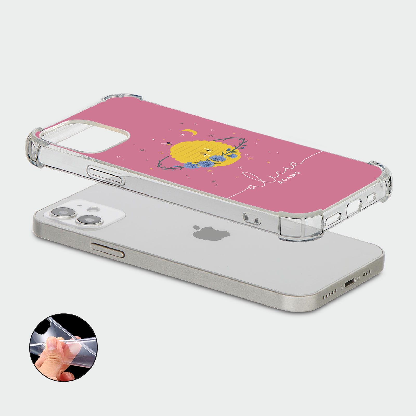 PERSONALISED CASE FOR IPHONE 13 12 SE 8 SHOCKPROOF PHONE COVER HONEYBEE FLORAL - Picture 80 of 122