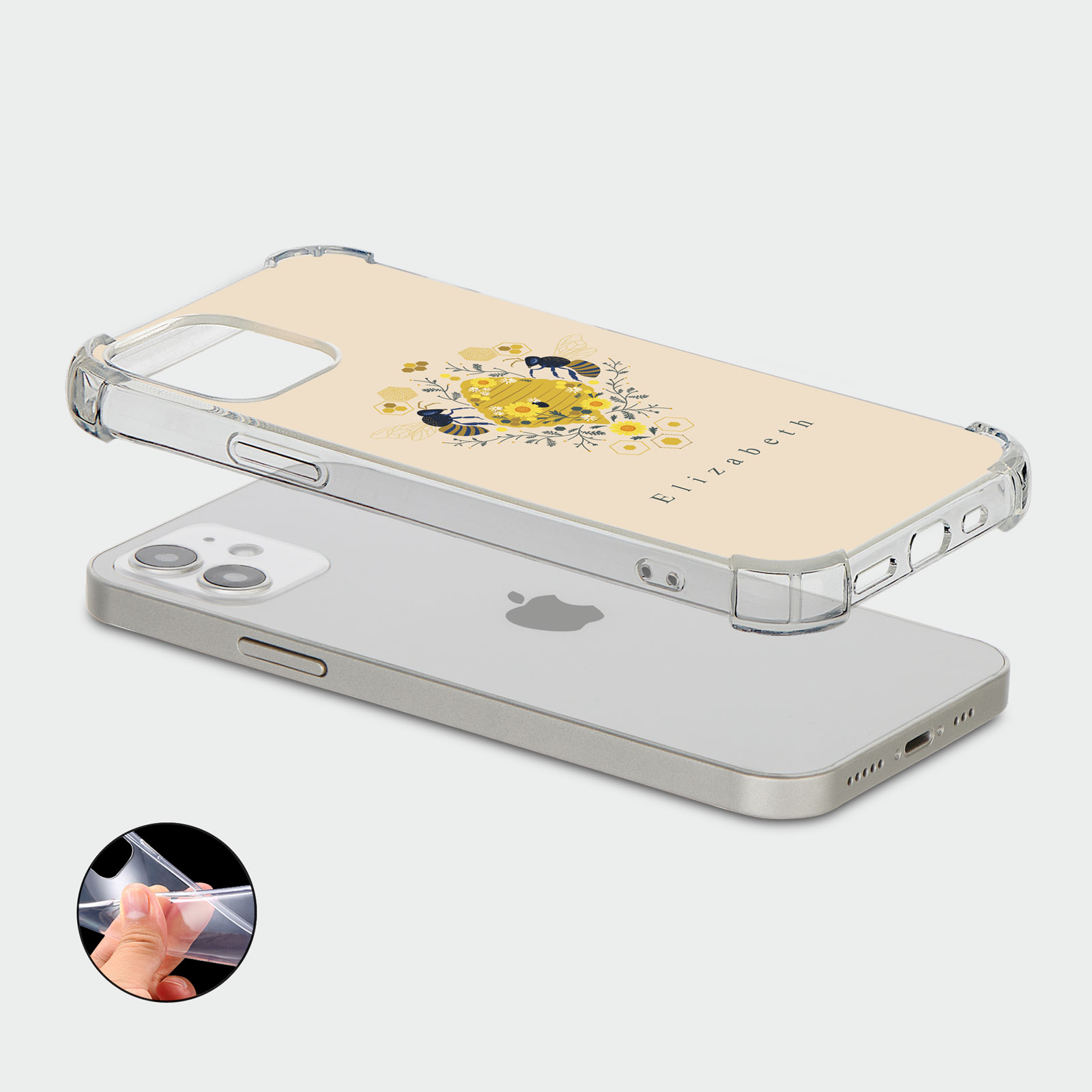 PERSONALISED CASE FOR IPHONE 13 12 SE 8 SHOCKPROOF PHONE COVER HONEYBEE FLORAL - Picture 92 of 122