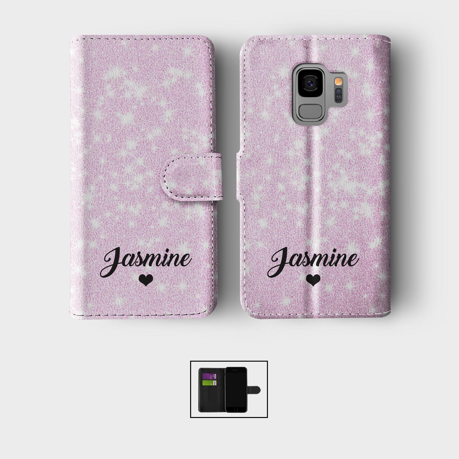 PERSONALISED WALLET FLIP CASE FOR SAMSUNG S23 S22 S21 S20 S10 S9 MOON STARS MOTH - Picture 7 of 12