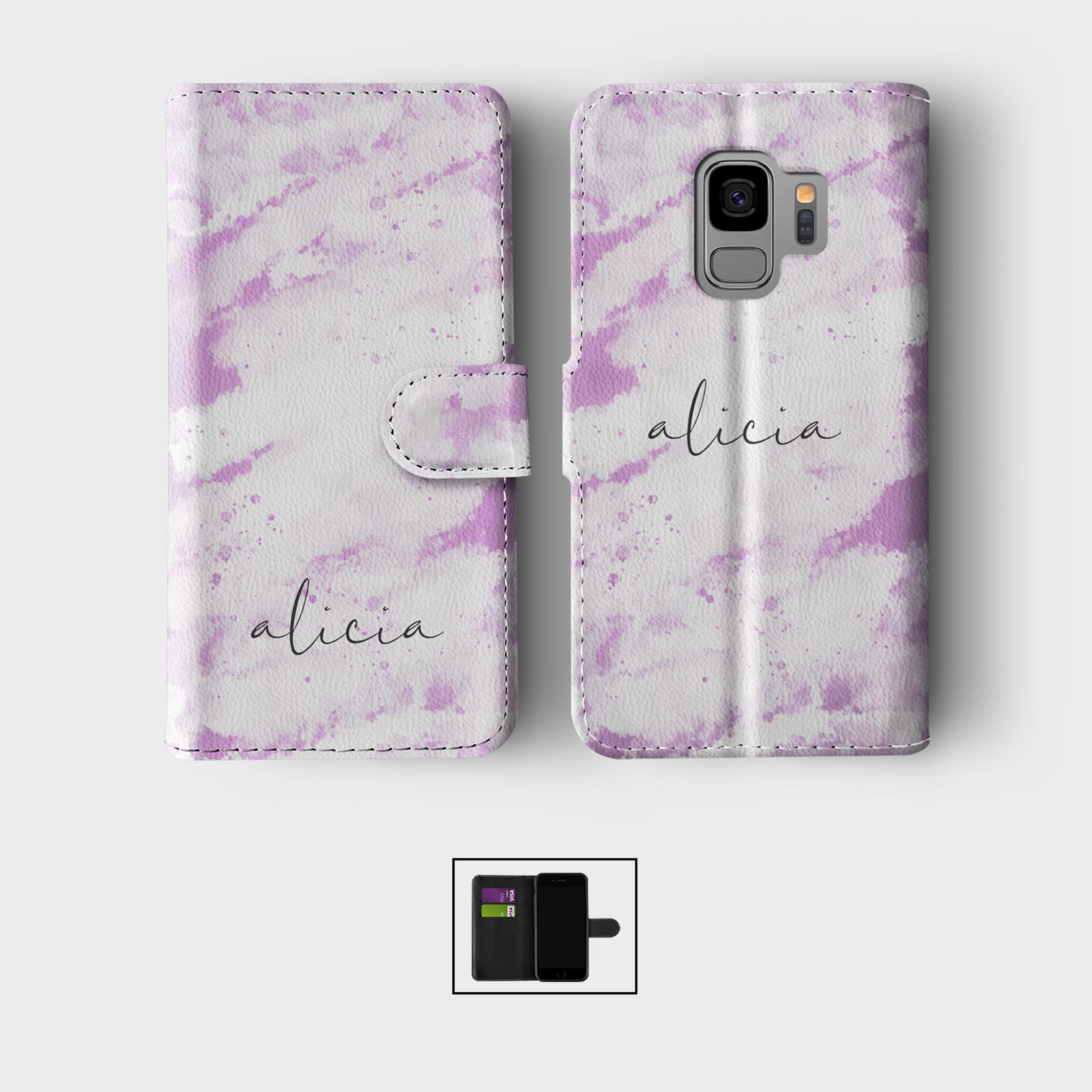 PERSONALISED WALLET FLIP CASE FOR SAMSUNG S23 S22 S21 S20 S10 S9 MOON STARS MOTH - Picture 9 of 12