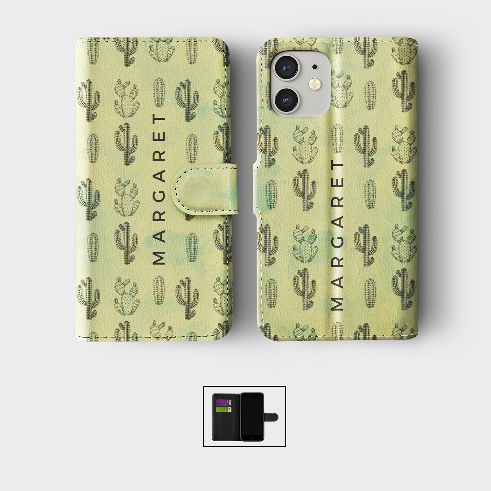 PERSONALISED FLIP WALLET PHONE CASE FOR IPHONE 15 14 13 12 AESTHETIC MINIMALIST - Picture 10 of 12