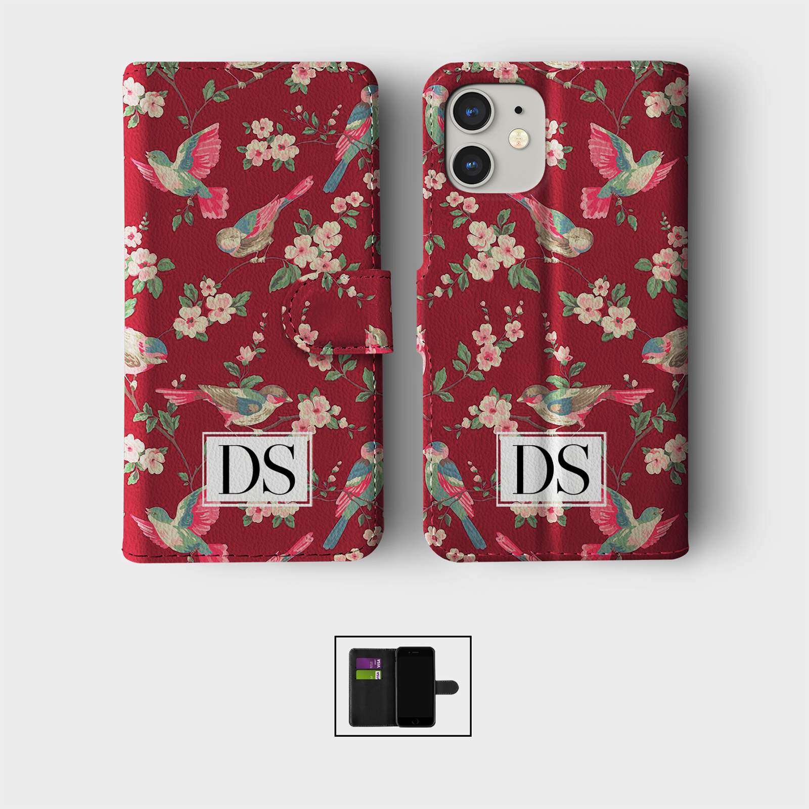 PERSONALISED FLIP WALLET PHONE CASE FOR IPHONE 16 15 14 13 12 11 BIRDS BIRDIES - Picture 5 of 10