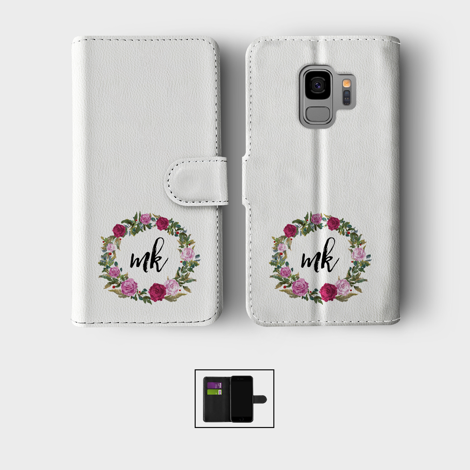 PERSONALISED CASE FOR SAMSUNG S23 S22 S21 WALLET FLIP PHONE COVER UNICORN ROSE - Picture 2 of 10