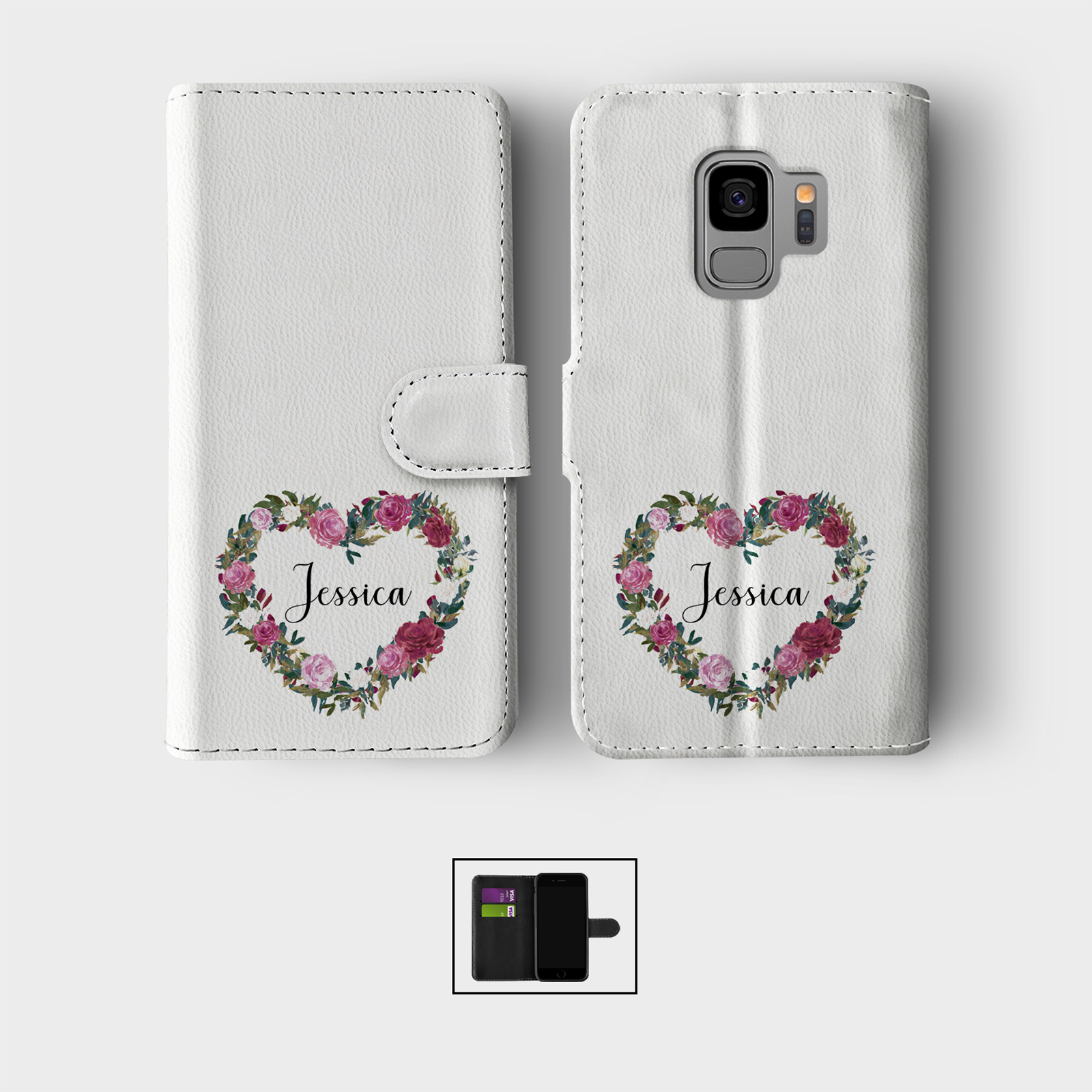 PERSONALISED CASE FOR SAMSUNG S23 S22 S21 WALLET FLIP PHONE COVER UNICORN ROSE - Picture 5 of 10