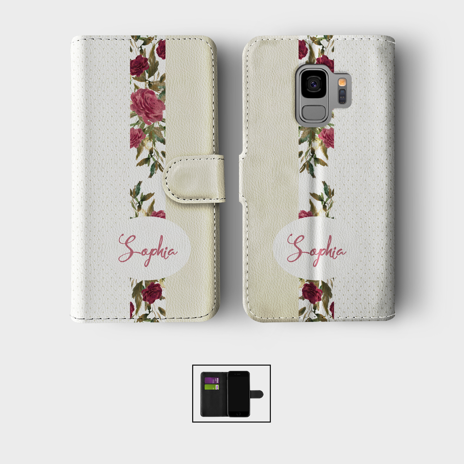PERSONALISED CASE FOR SAMSUNG S23 S22 S21 WALLET FLIP PHONE COVER UNICORN ROSE - Picture 8 of 10