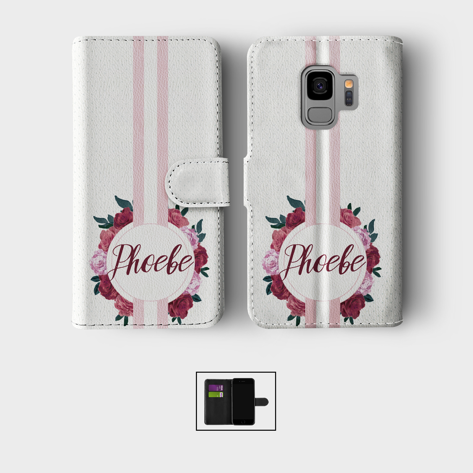 PERSONALISED CASE FOR SAMSUNG S23 S22 S21 WALLET FLIP PHONE COVER UNICORN ROSE - Picture 9 of 10