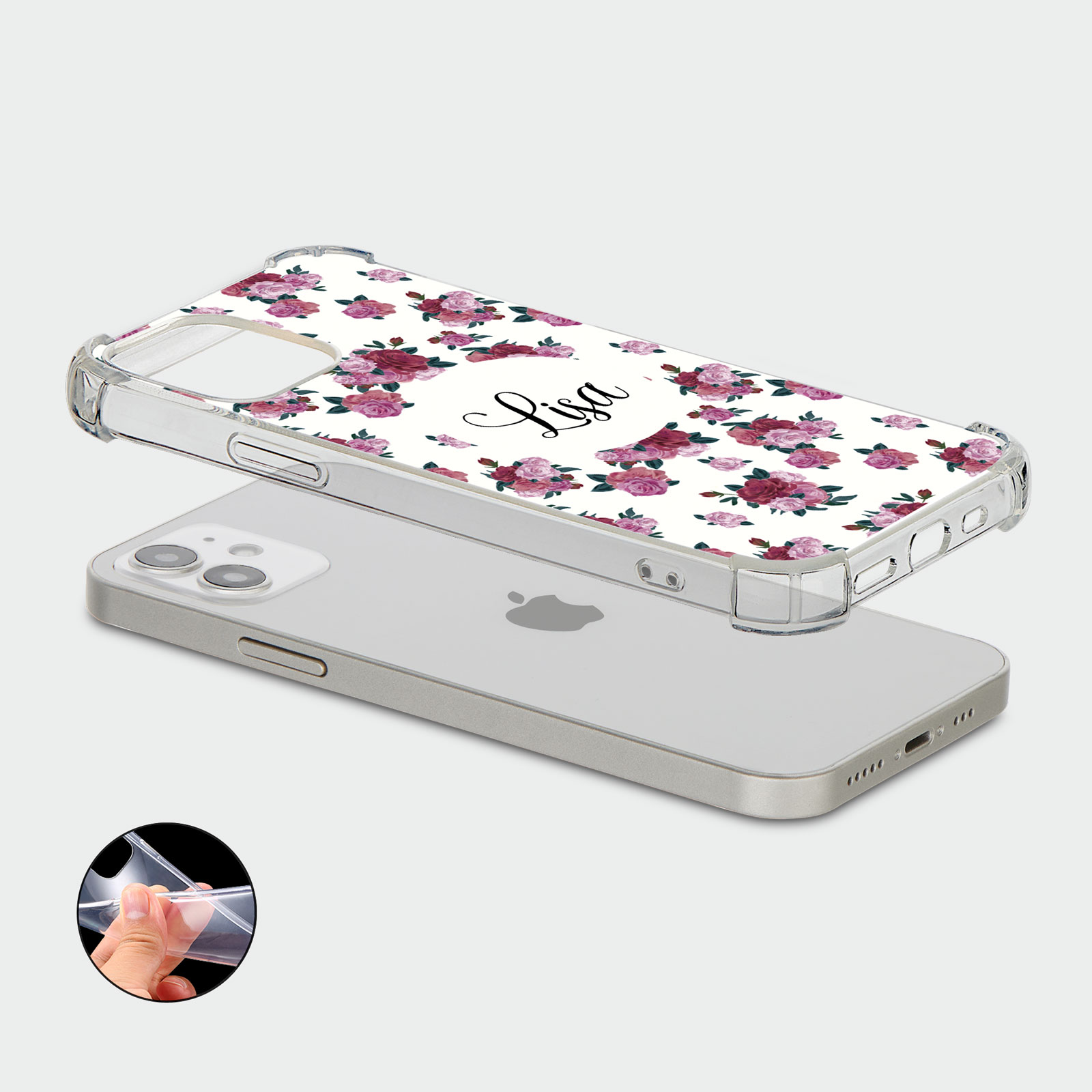 PERSONALISED CASE FOR IPHONE SHOCKPROOF PHONE COVER UNICORNS ROSES HEART FLORAL - Picture 19 of 34