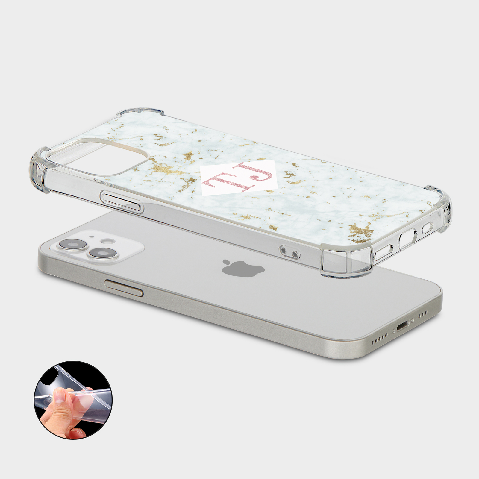PERSONALISED CASE FOR IPHONE SHOCKPROOF PHONE COVER MARBLE GOLD GRANITE STONE - Picture 4 of 34