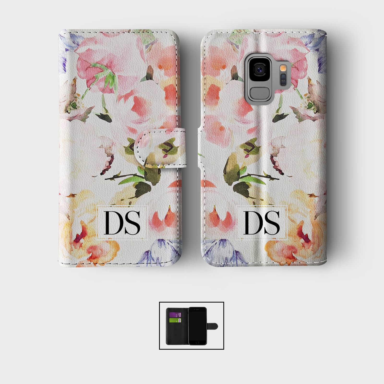 PERSONALISED CASE FOR SAMSUNG S23 S22 S21 WALLET FLIP PHONE COVER WILD FLOWERS - Picture 5 of 10