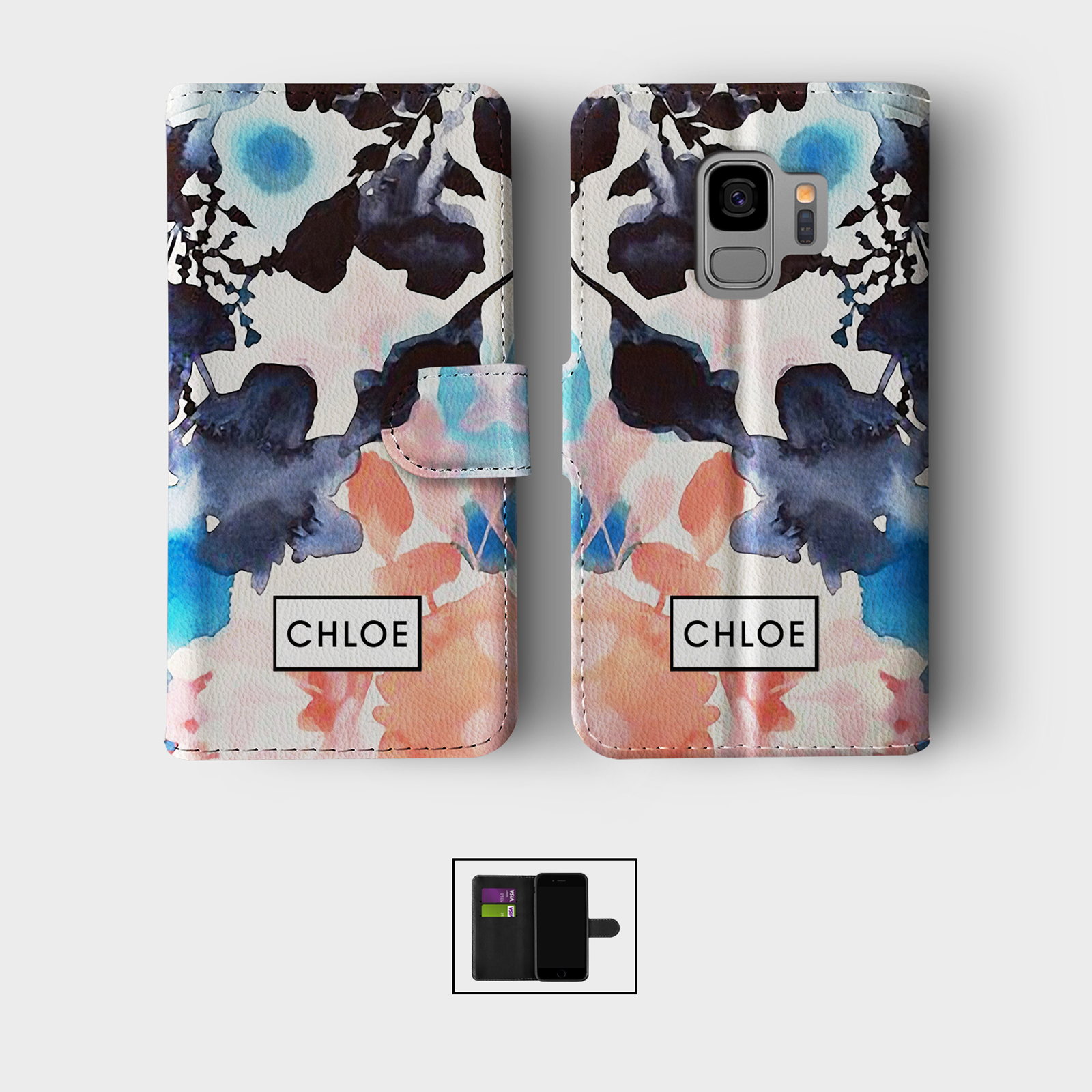 PERSONALISED CASE FOR SAMSUNG S23 S22 S21 WALLET FLIP PHONE COVER WILD FLOWERS - Picture 9 of 10