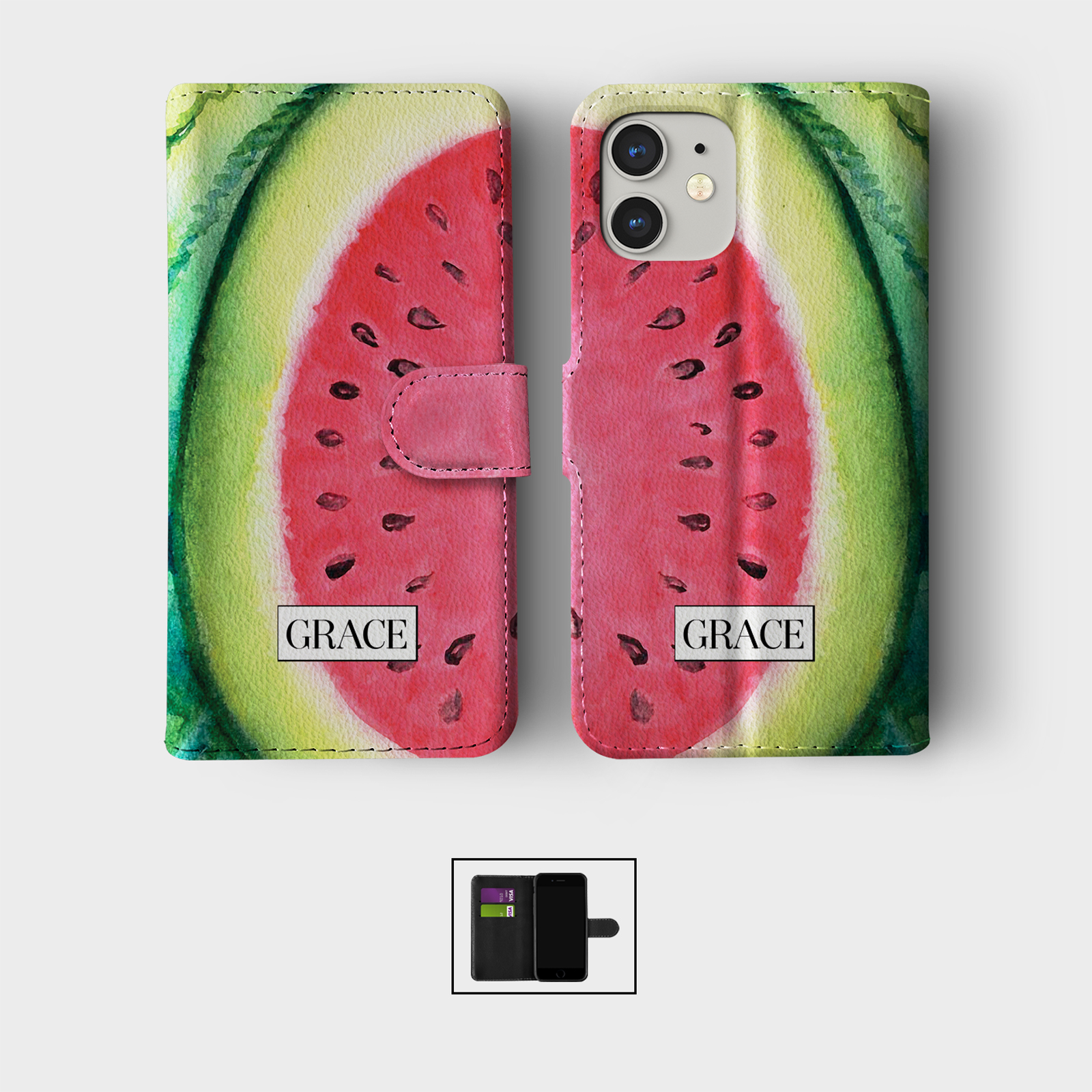 PERSONALISED FLIP WALLET PHONE CASE FOR IPHONE 16 15 14 13 12 11 FRUIT VEGGIES - Picture 3 of 10