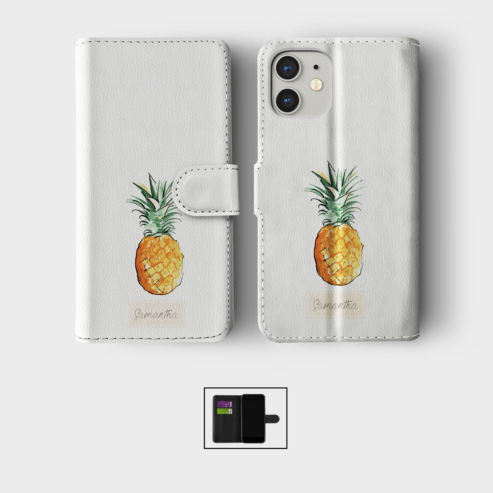 PERSONALISED FLIP WALLET PHONE CASE FOR IPHONE 16 15 14 13 12 11 FRUIT VEGGIES - Picture 4 of 10