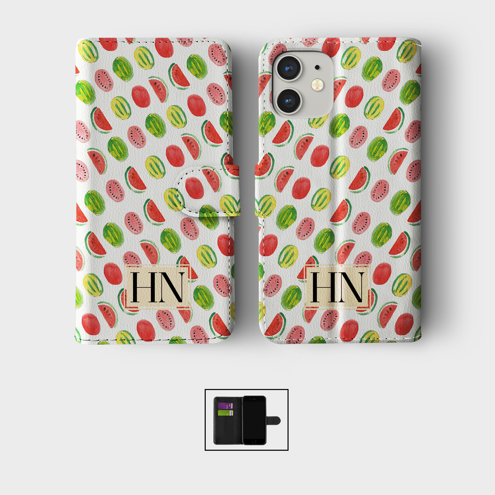 PERSONALISED FLIP WALLET PHONE CASE FOR IPHONE 16 15 14 13 12 11 FRUIT VEGGIES - Picture 7 of 10