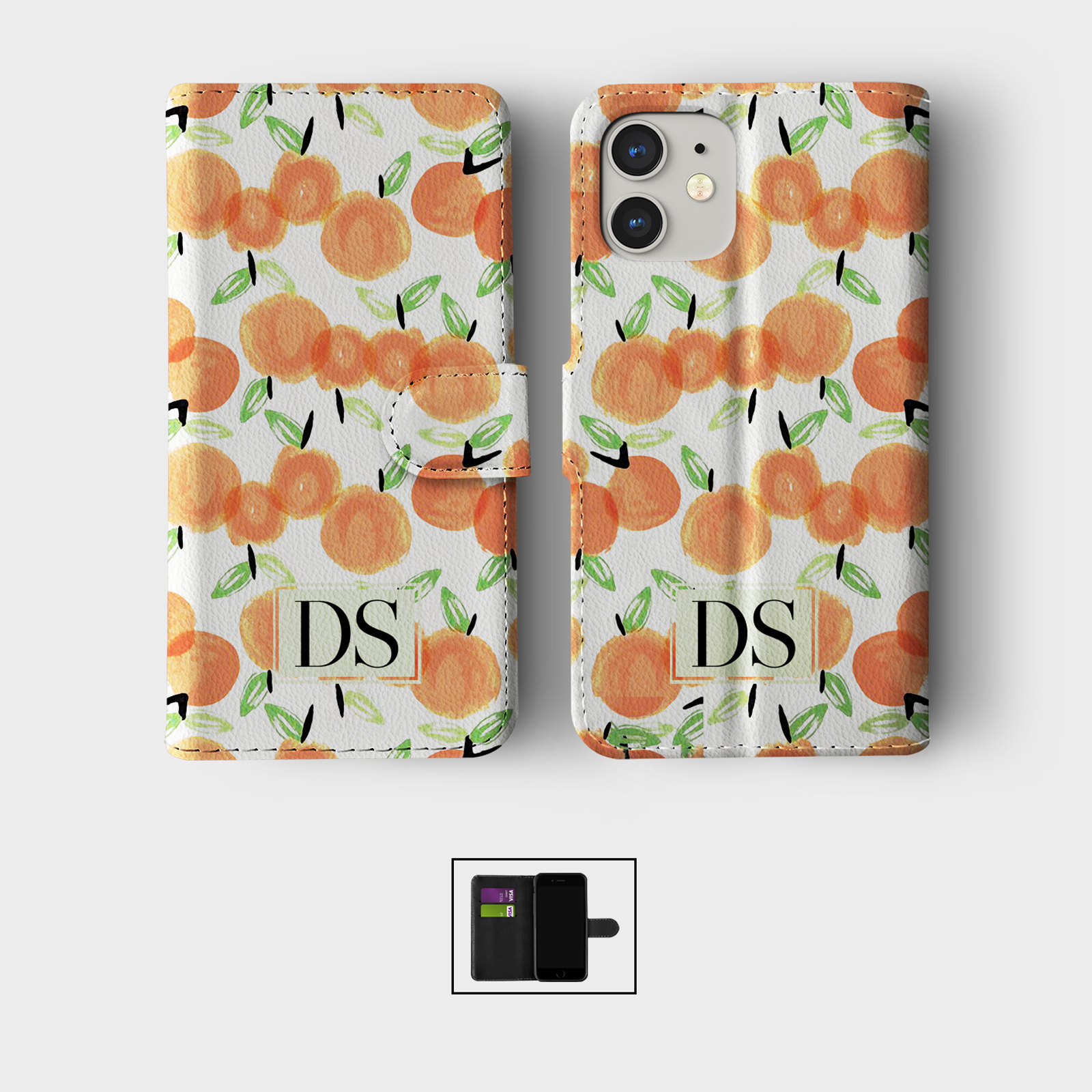 PERSONALISED FLIP WALLET PHONE CASE FOR IPHONE 16 15 14 13 12 11 FRUIT VEGGIES - Picture 8 of 10
