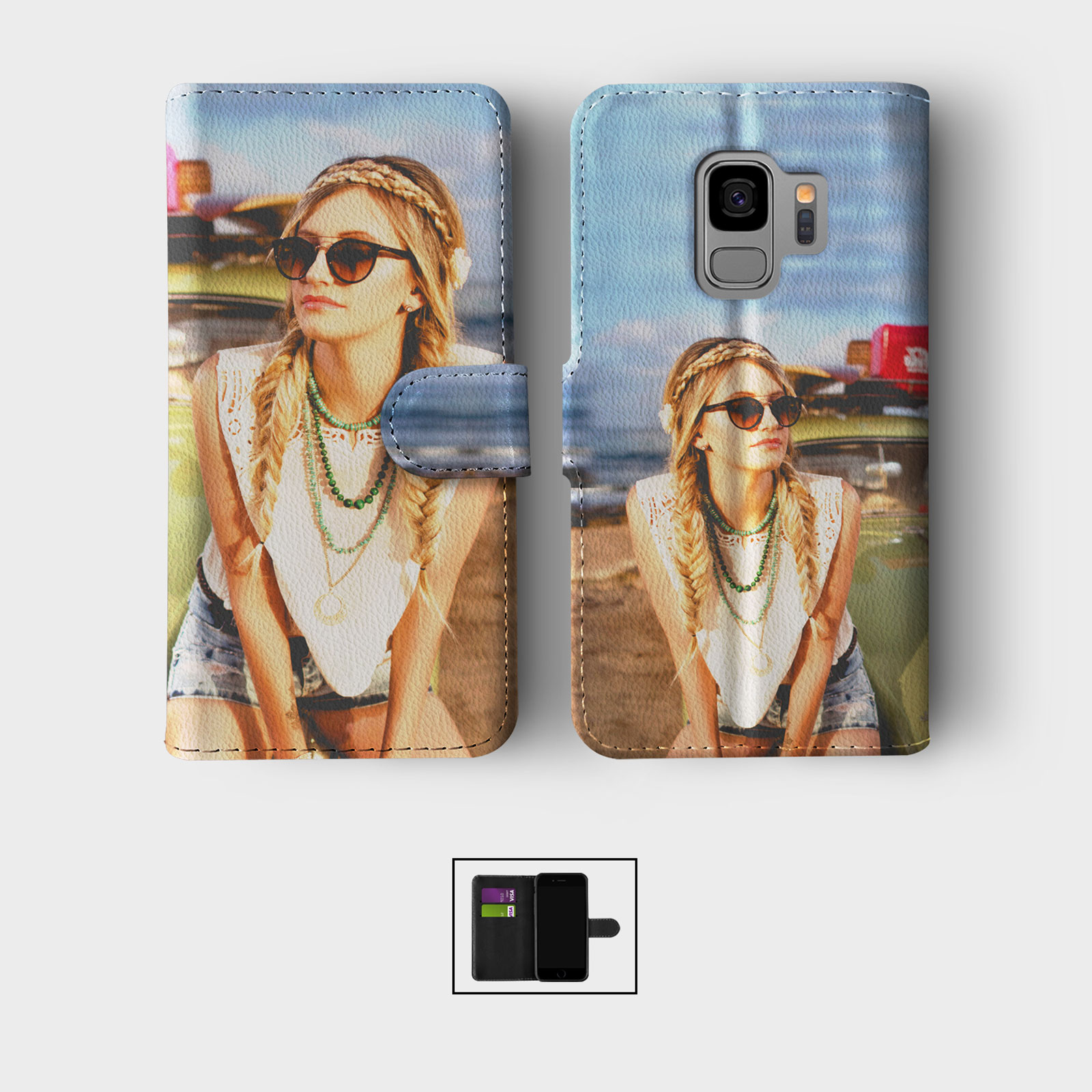 CUSTOM PHOTO WALLET FLIP PHONE CASE FOR SAMSUNG S23 S22 PLUS PERSONALISED IMAGE - Picture 2 of 10