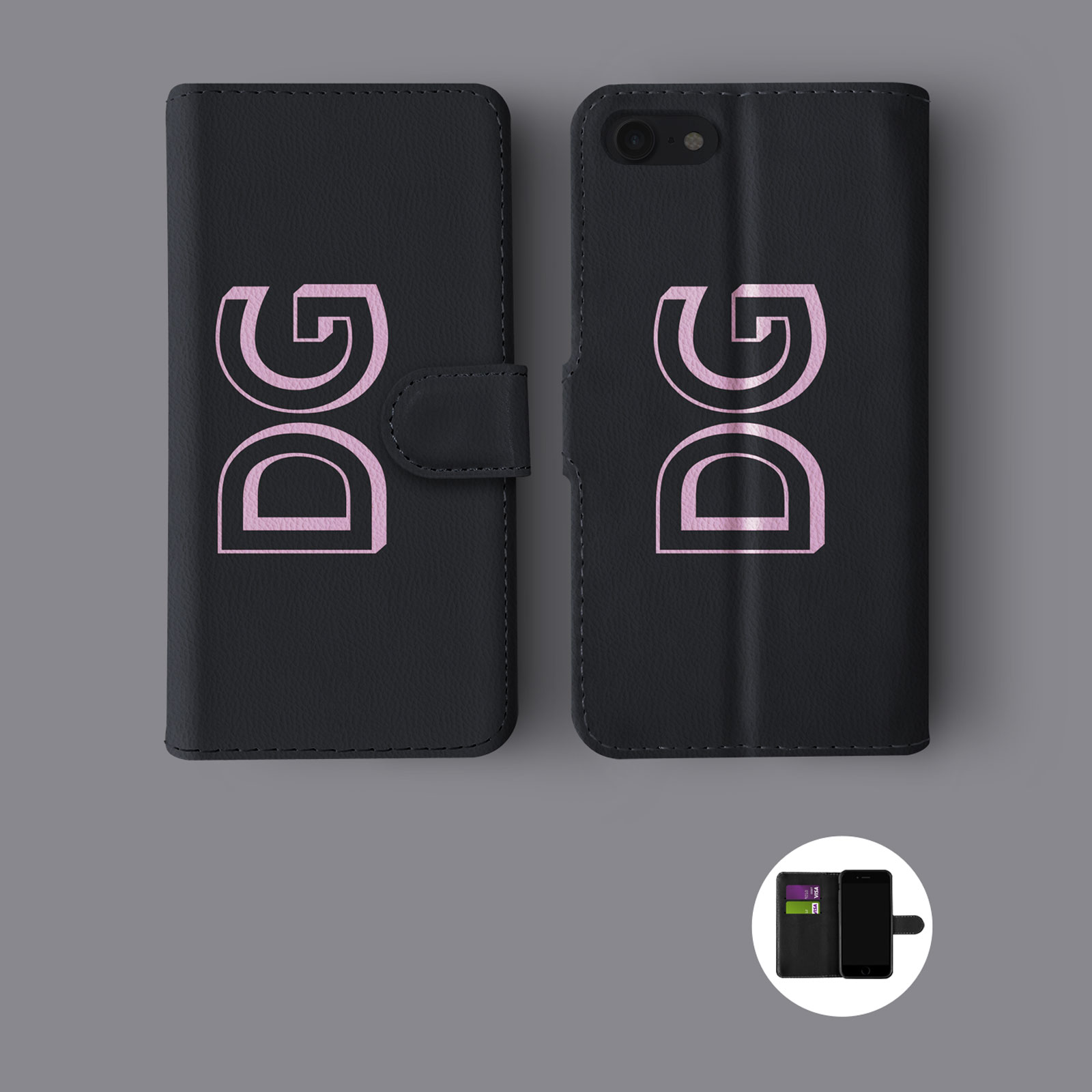 PERSONALISED INITIALS MONOGRAM CUSTOM PERSONALISED WALLET PHONE CASE FOR IPHONE - Picture 8 of 10