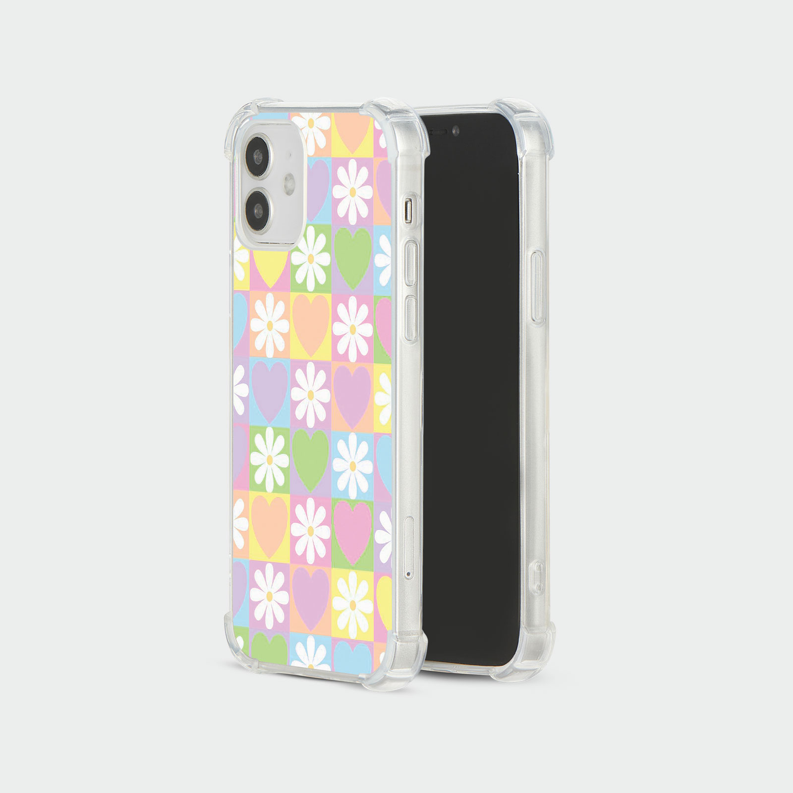 CASE FOR IPHONE 15 14 13 12 SE SHOCKPROOF PHONE COVER FLORAL GINGHAM PASTEL - Picture 3 of 34