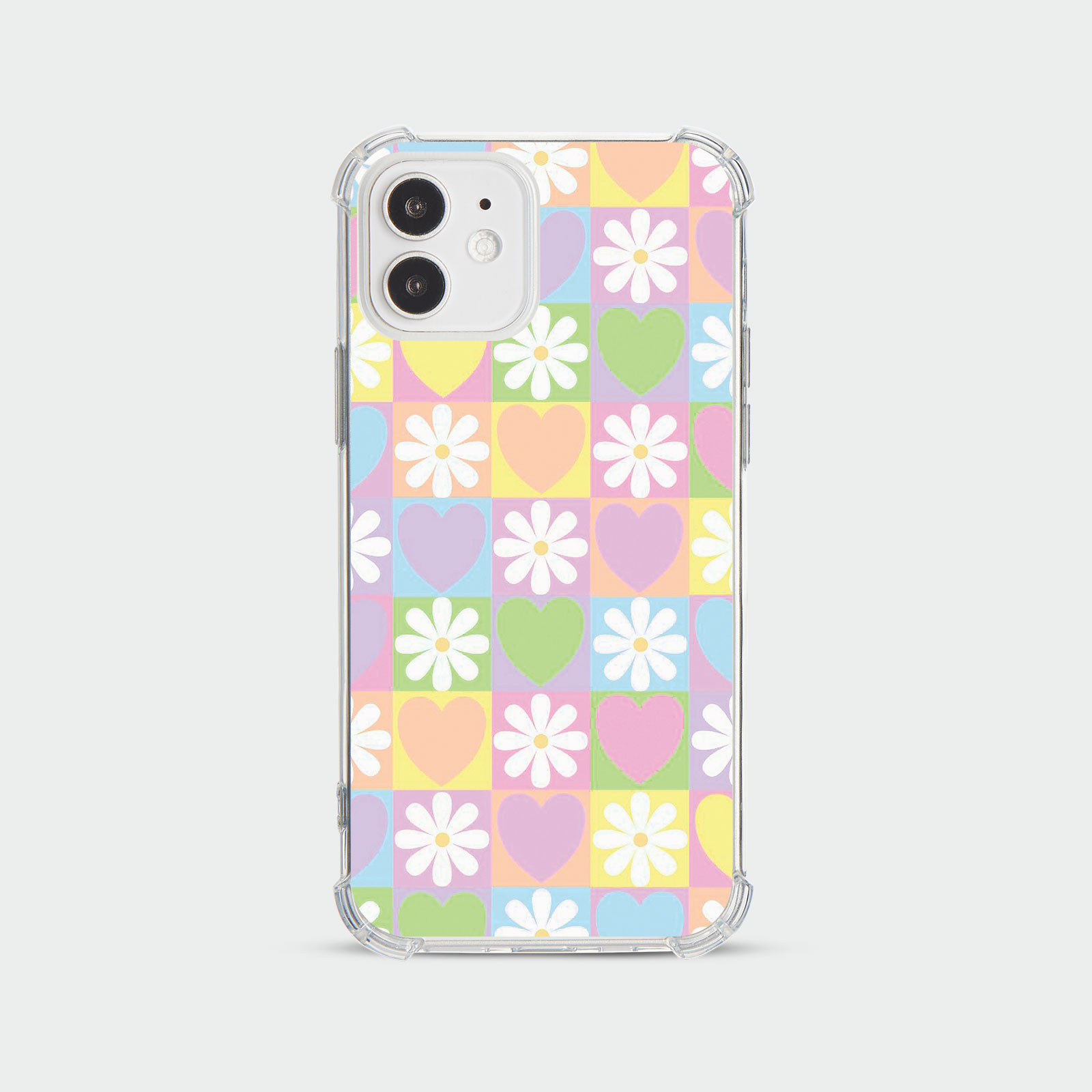 CASE FOR IPHONE 15 14 13 12 SE SHOCKPROOF PHONE COVER FLORAL GINGHAM PASTEL - Picture 2 of 34