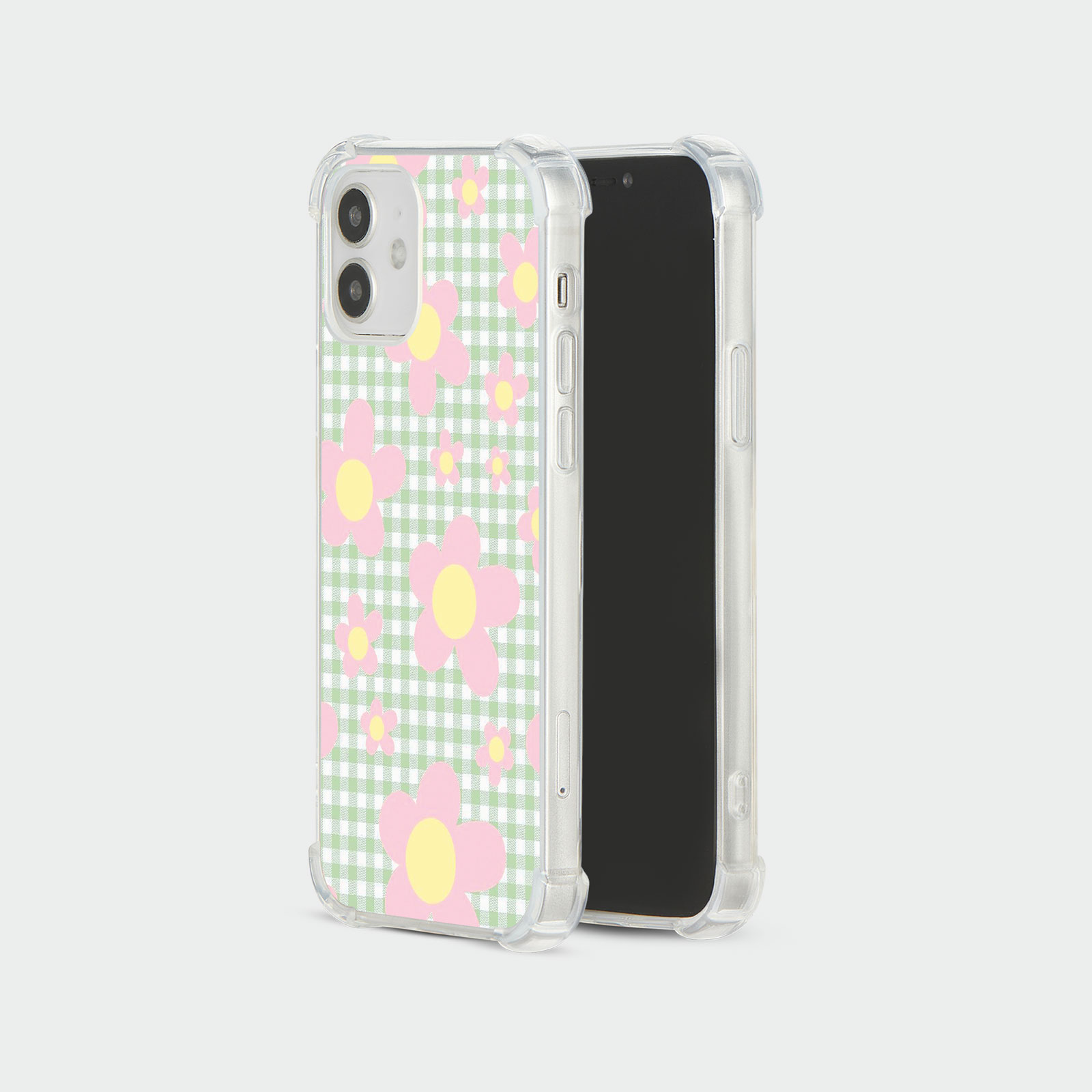 CASE FOR IPHONE 15 14 13 12 SE SHOCKPROOF PHONE COVER FLORAL GINGHAM PASTEL - Picture 7 of 34