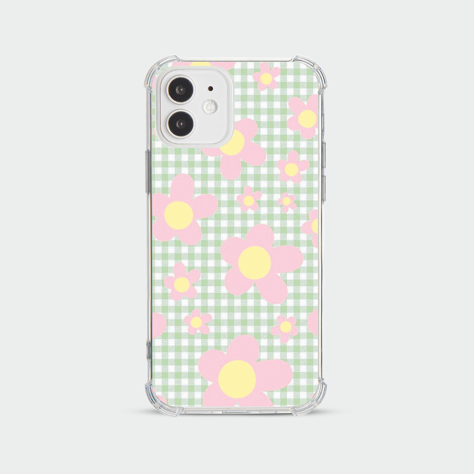CASE FOR IPHONE 15 14 13 12 SE SHOCKPROOF PHONE COVER FLORAL GINGHAM PASTEL - Picture 6 of 34