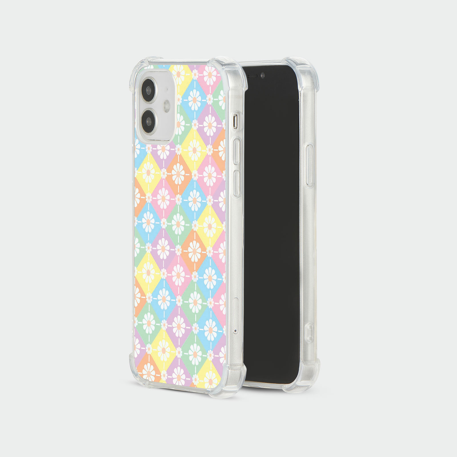 CASE FOR IPHONE 15 14 13 12 SE SHOCKPROOF PHONE COVER FLORAL GINGHAM PASTEL - Picture 11 of 34