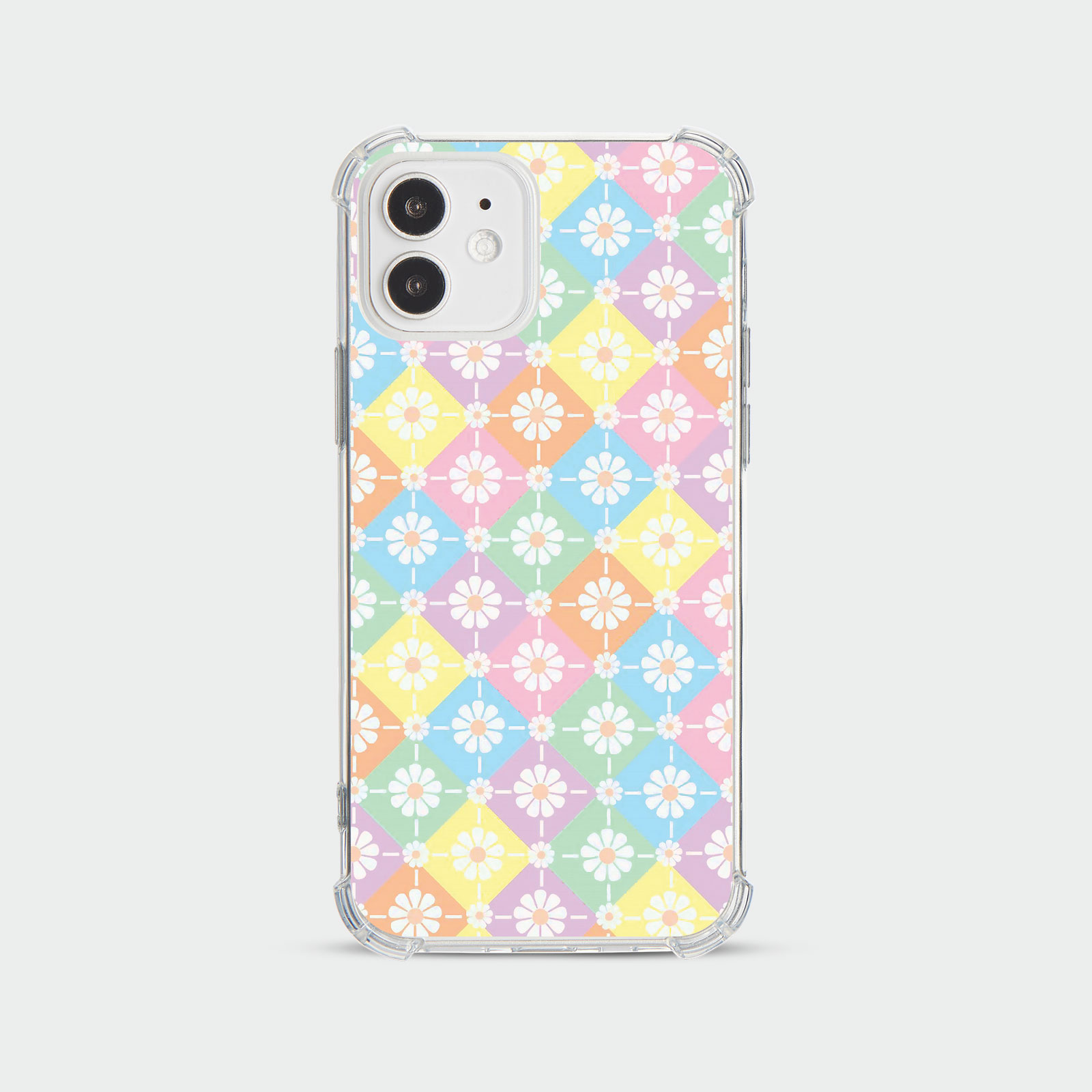CASE FOR IPHONE 15 14 13 12 SE SHOCKPROOF PHONE COVER FLORAL GINGHAM PASTEL - Picture 10 of 34