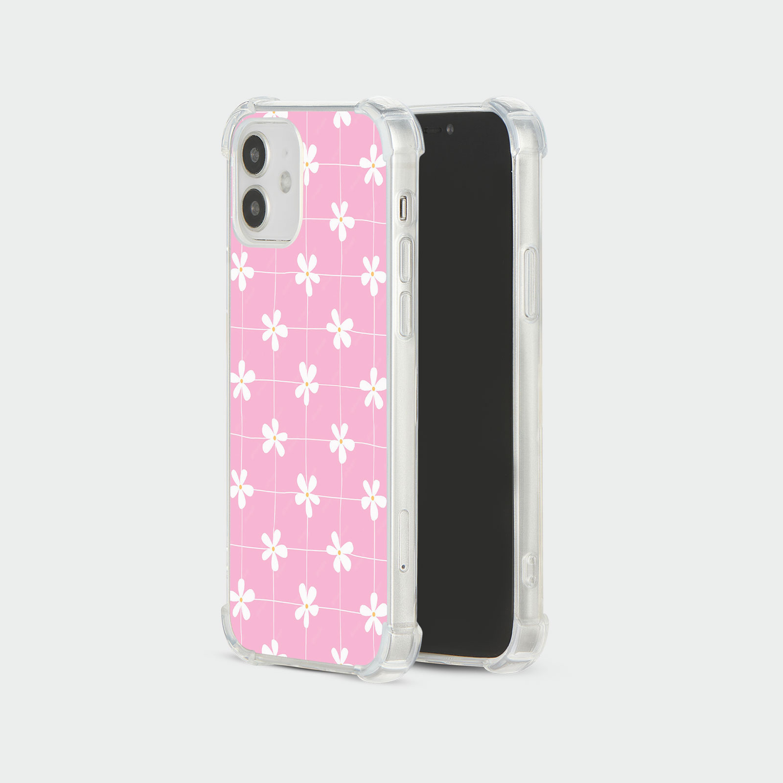 CASE FOR IPHONE 15 14 13 12 SE SHOCKPROOF PHONE COVER FLORAL GINGHAM PASTEL - Picture 15 of 34