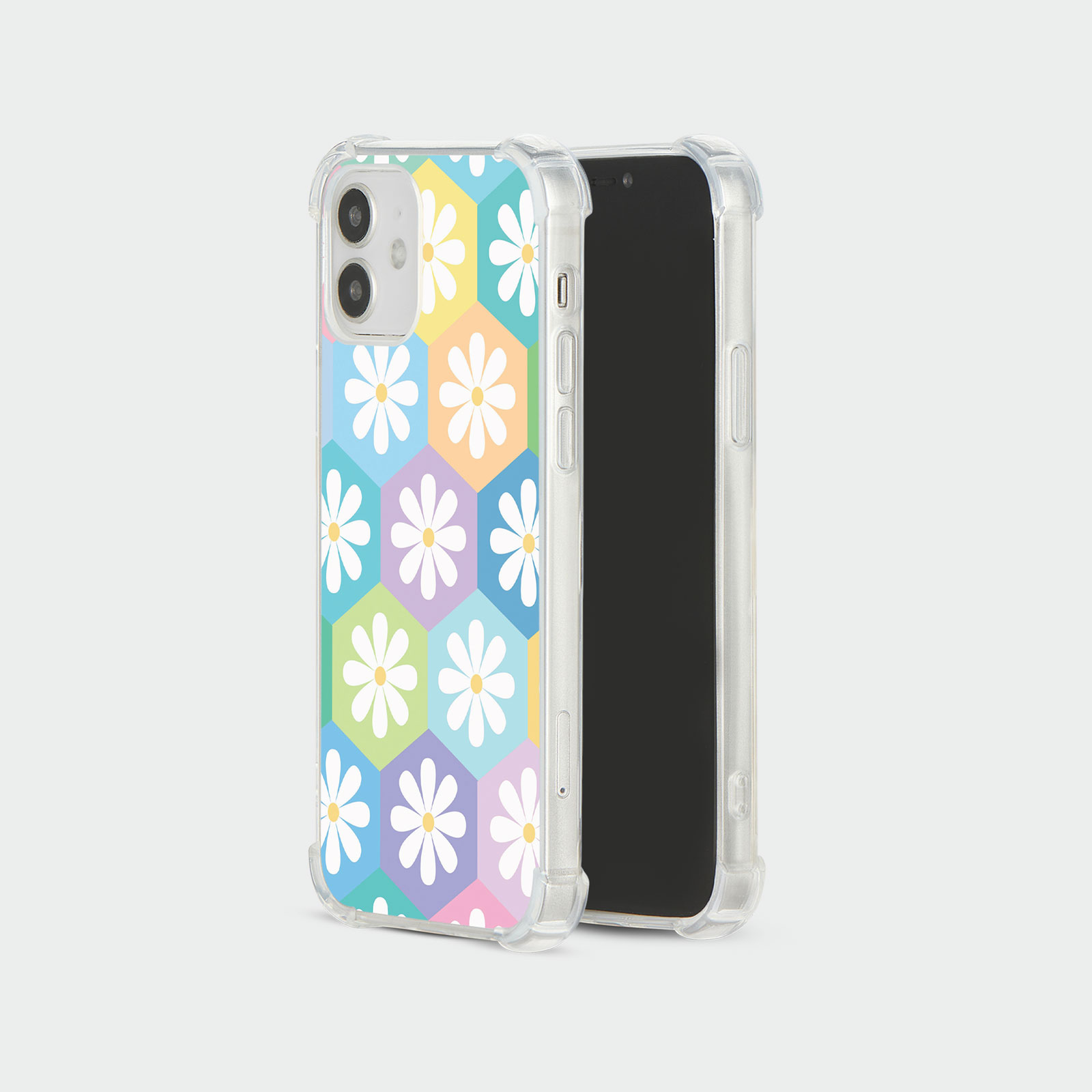 CASE FOR IPHONE 15 14 13 12 SE SHOCKPROOF PHONE COVER FLORAL GINGHAM PASTEL - Picture 23 of 34