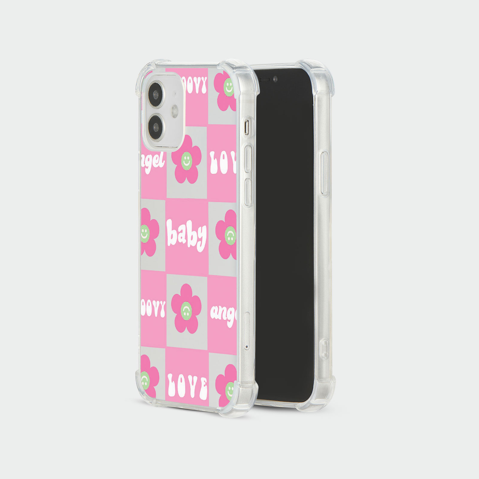 CASE FOR IPHONE 15 14 13 12 SE SHOCKPROOF PHONE COVER FLORAL GINGHAM PASTEL - Picture 27 of 34