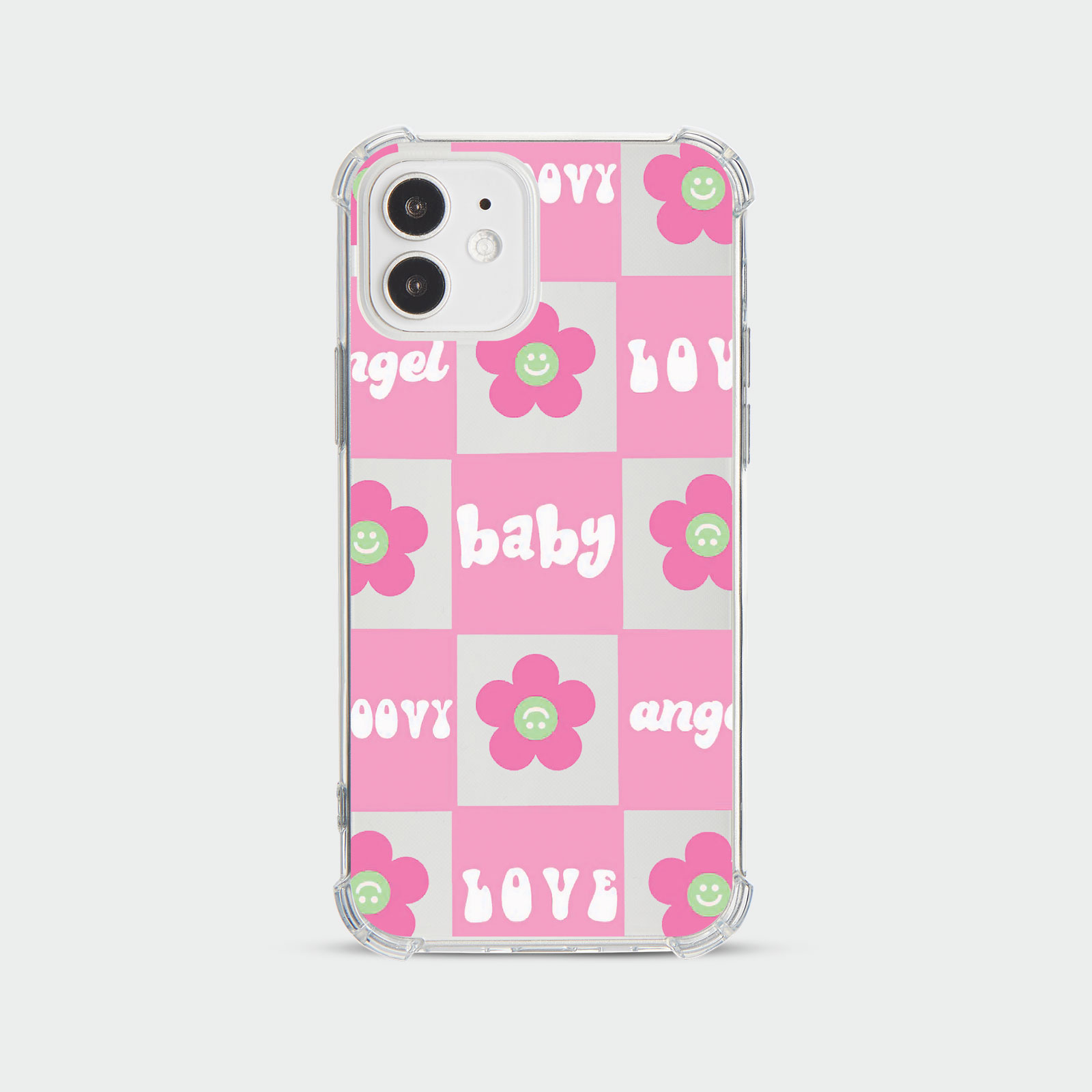 CASE FOR IPHONE 15 14 13 12 SE SHOCKPROOF PHONE COVER FLORAL GINGHAM PASTEL - Picture 26 of 34